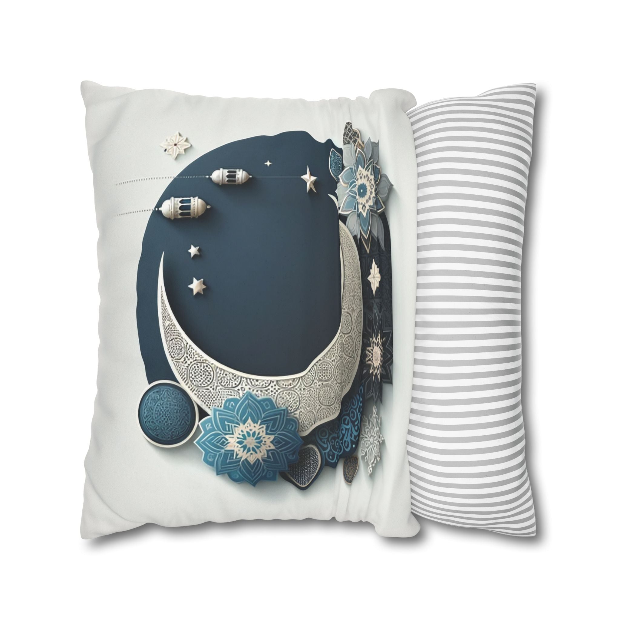 Islamic Art (large silver moon) - Suede Square Pillowcase