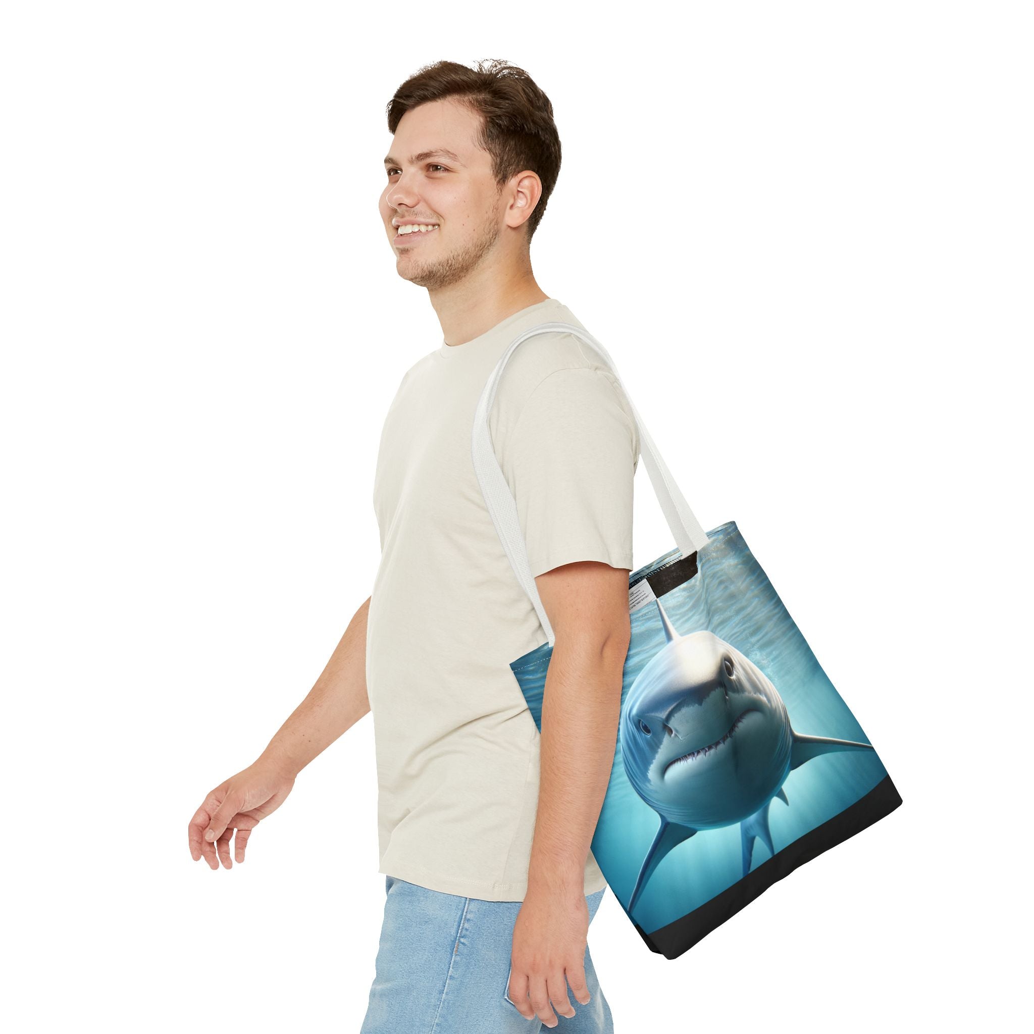 Fierce Shark Tote Bag, Ocean Lover Gift, Beach Bag, Animal Print Tote, Eco-Friendly Shopping Bag