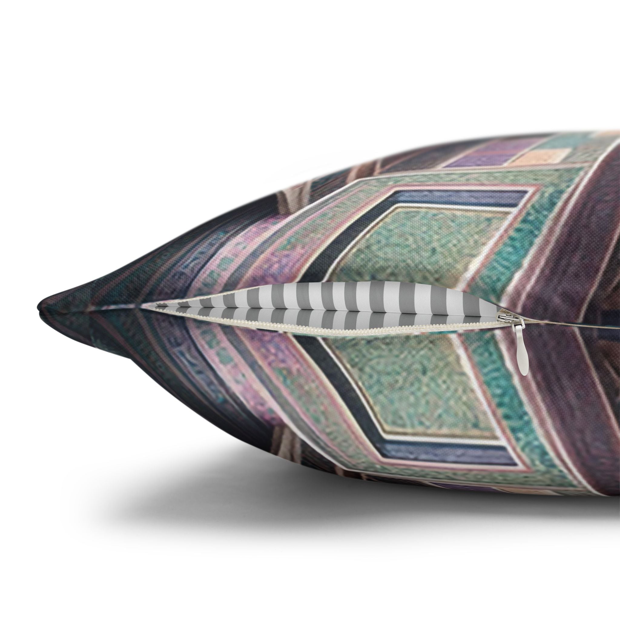 Persian art, grey-pink - Polyester Square Pillowcase