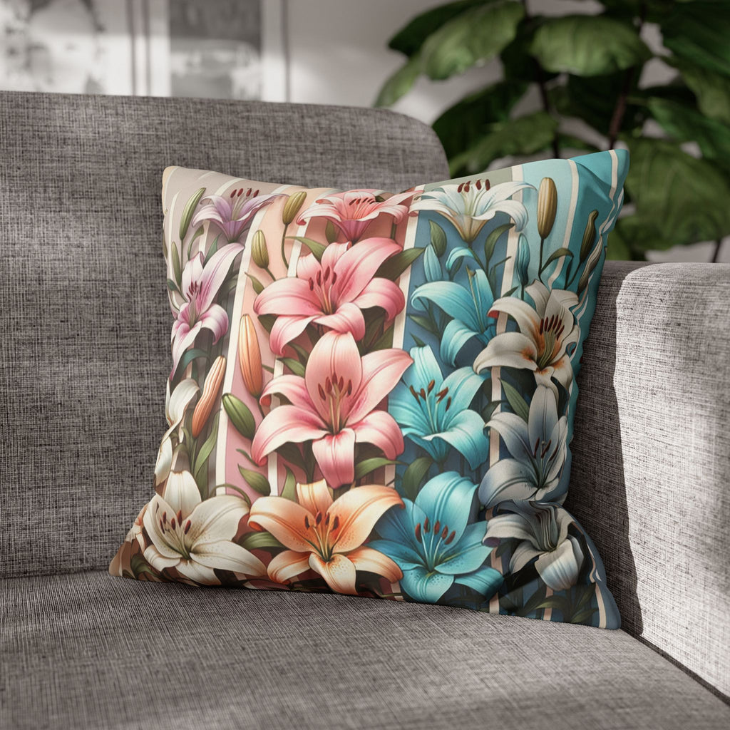 Lilies (in columns) - Suede Square Pillowcase