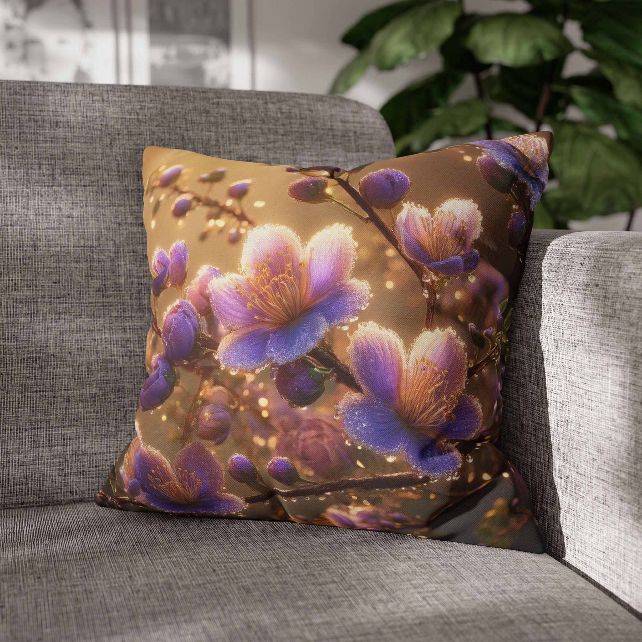 White-lavender flowers - Polyester Square Pillowcase