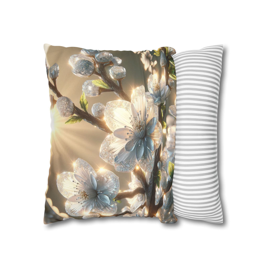 Big silver and white flowers - Suede Square Pillowcase