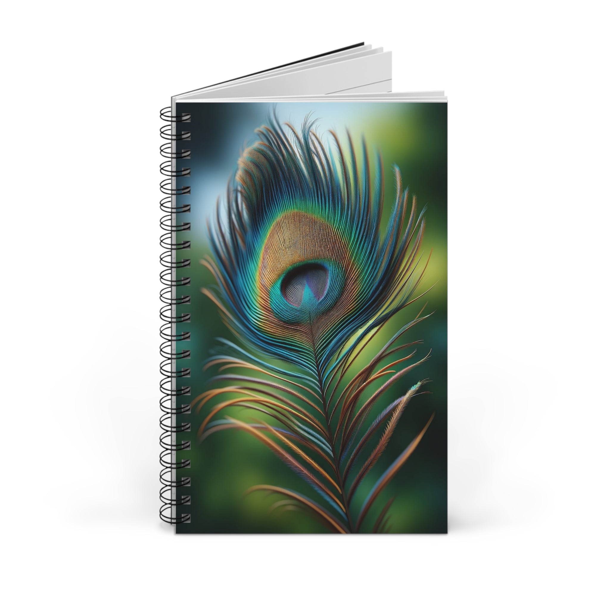 Fantasy Peacock Feather Blue-green (2) - Spiral Journal