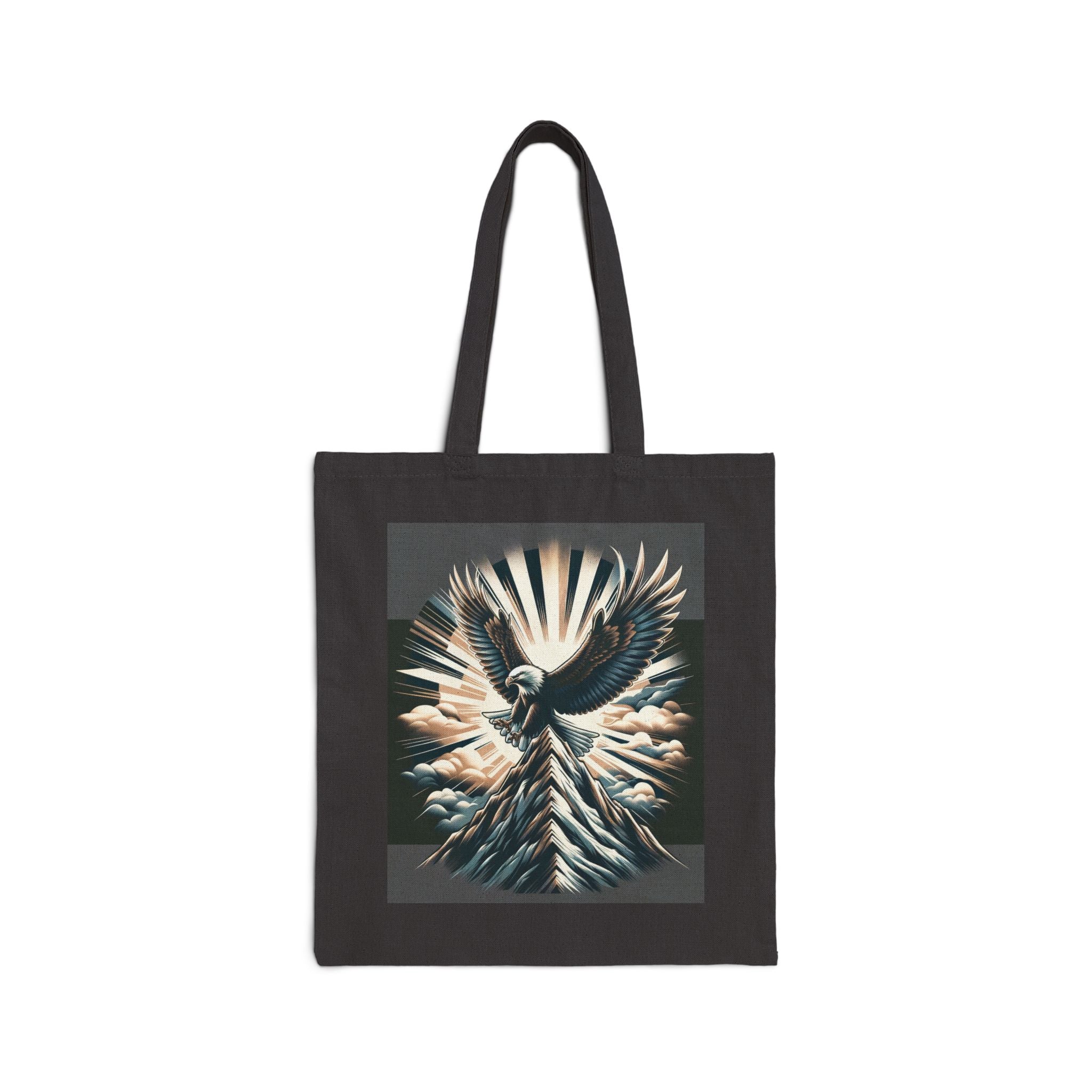 Eagle landing on the mountain Cotton Canvas Tote Bag