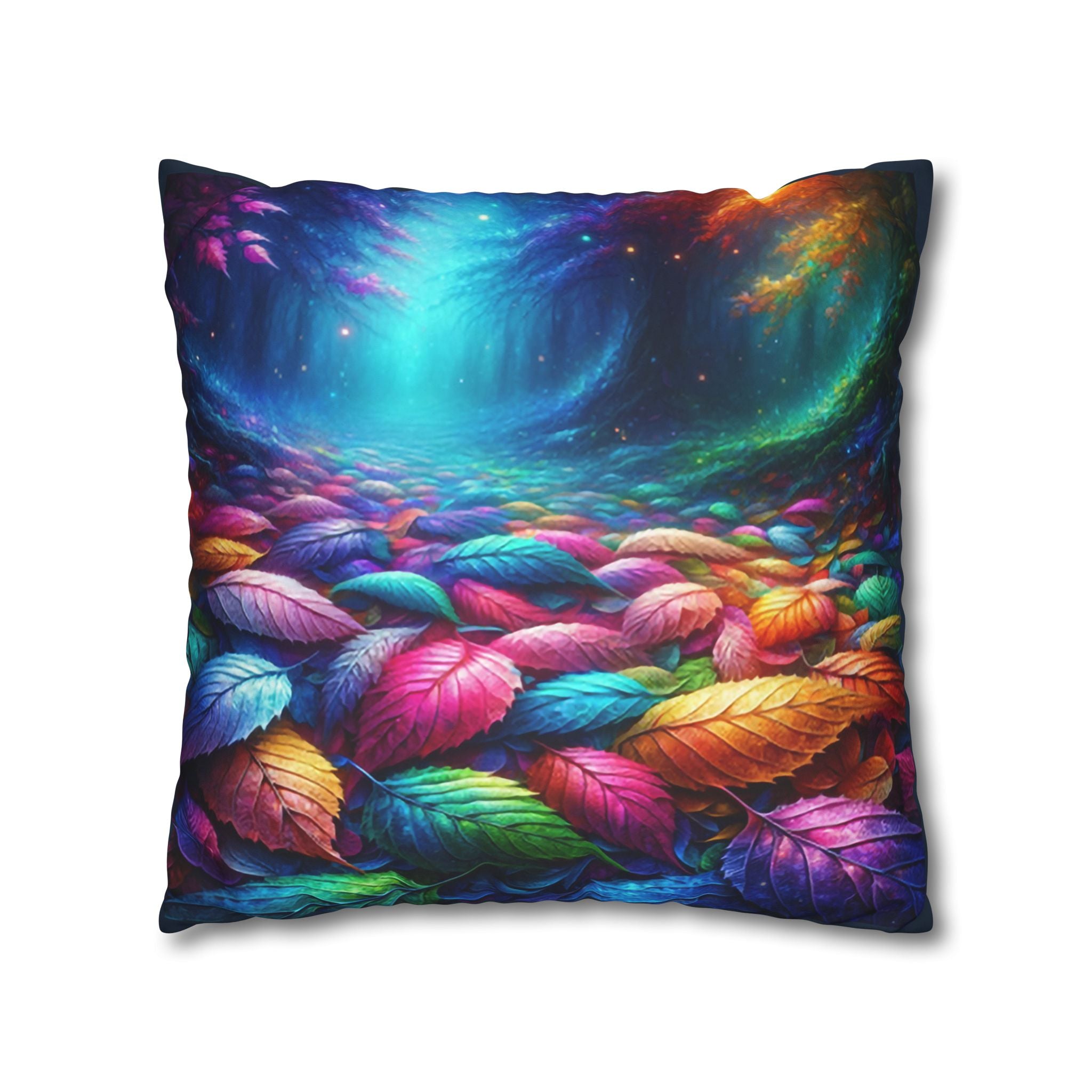 Magical leaves (blue light) - Suede Square Pillowcase