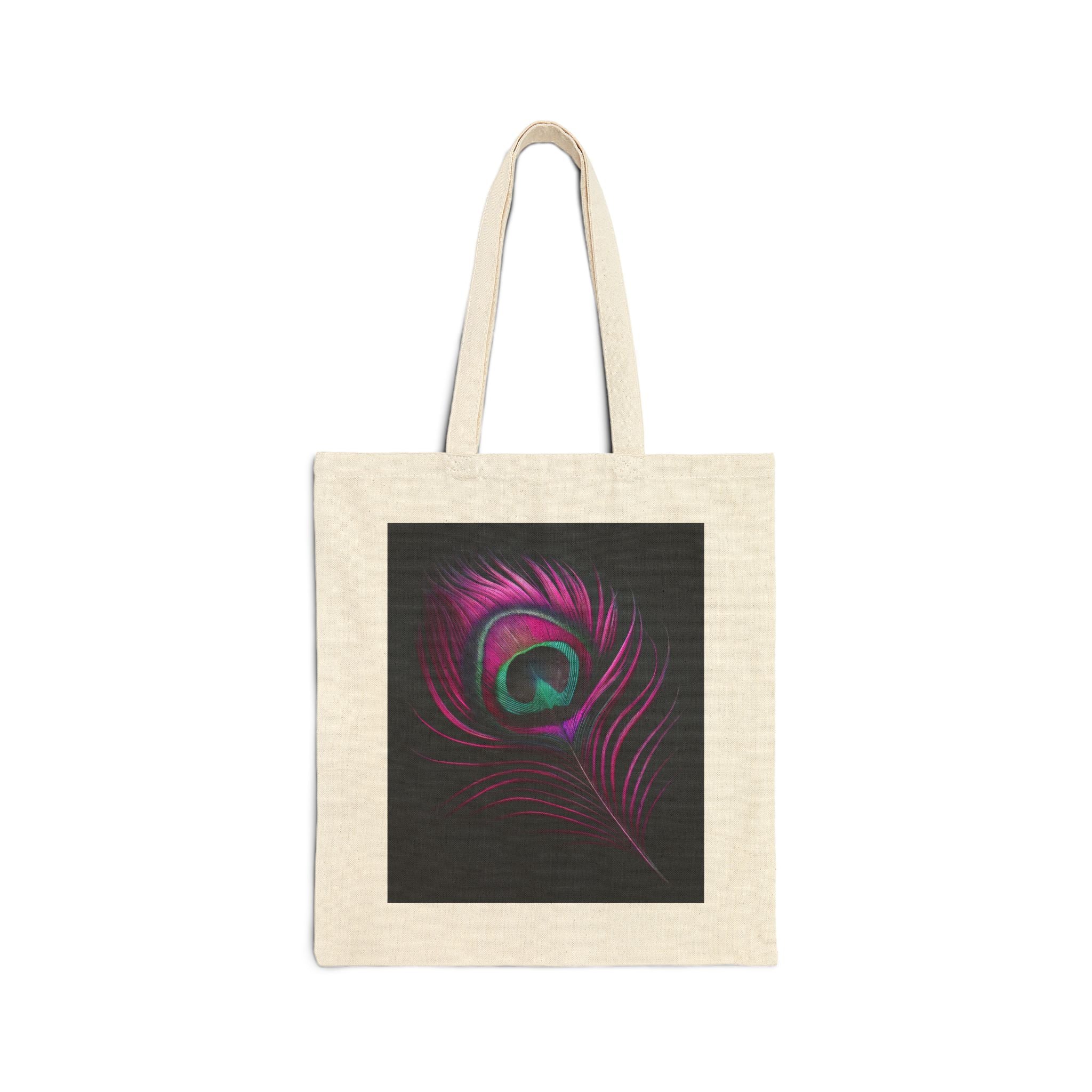 Vibrant Peacock Feather - Cotton Canvas Tote Bag