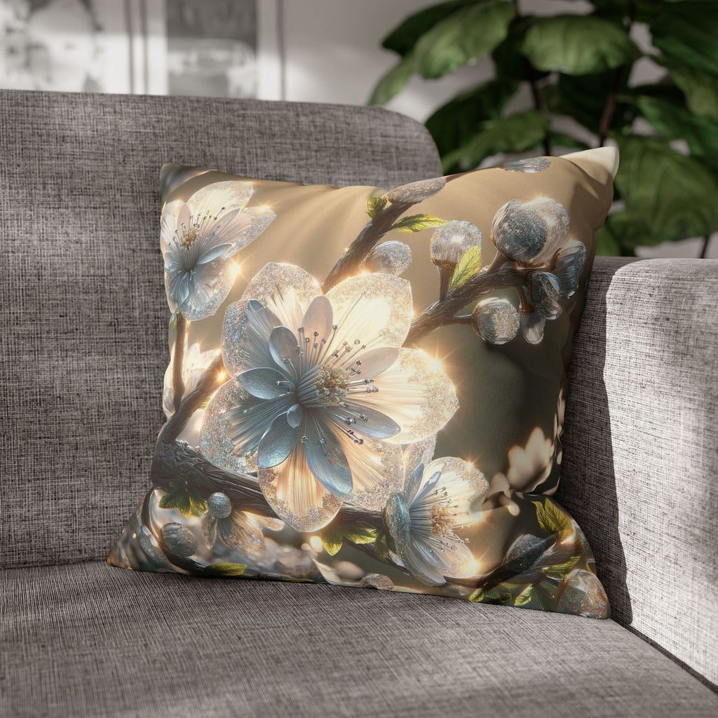 Big silver and white flowers - Suede Square Pillowcase