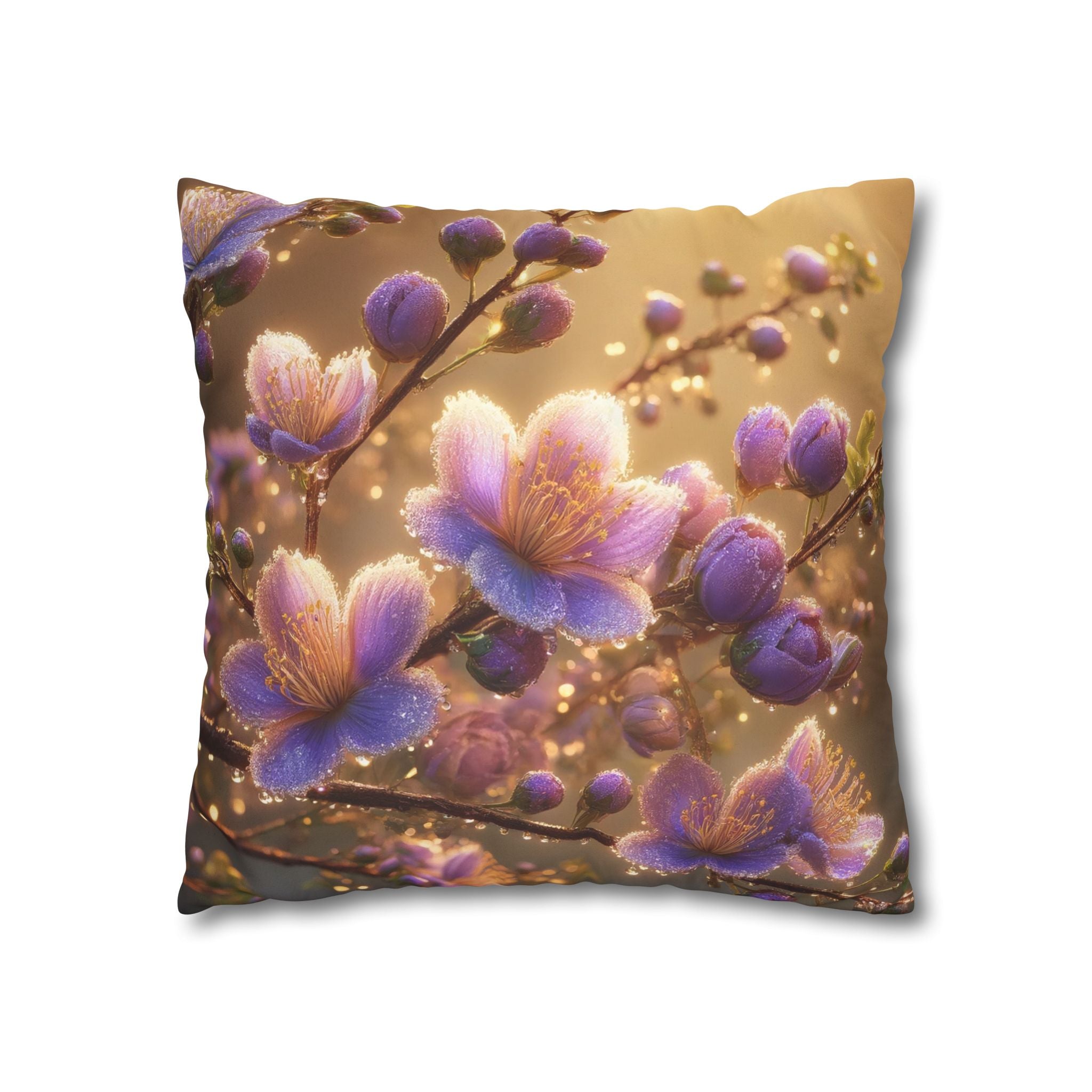 Purple and white flowers - Suede Square Pillowcase