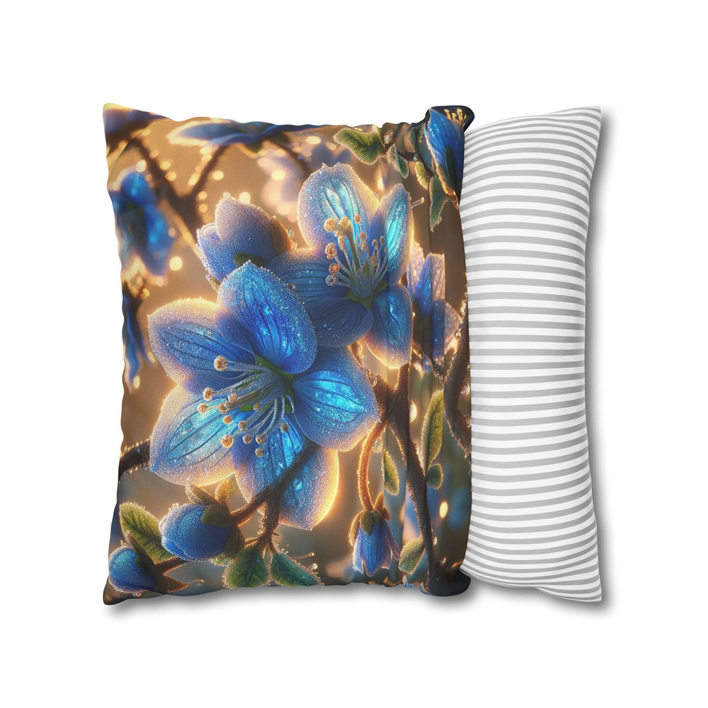 Large blue flowers  - Suede Square Pillowcase