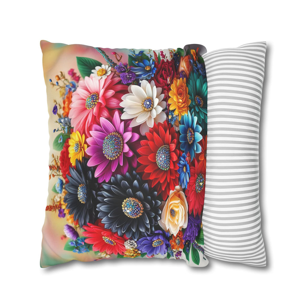 Colourful Bouquet of bright coloured flowers - Suede Square Pillowcase