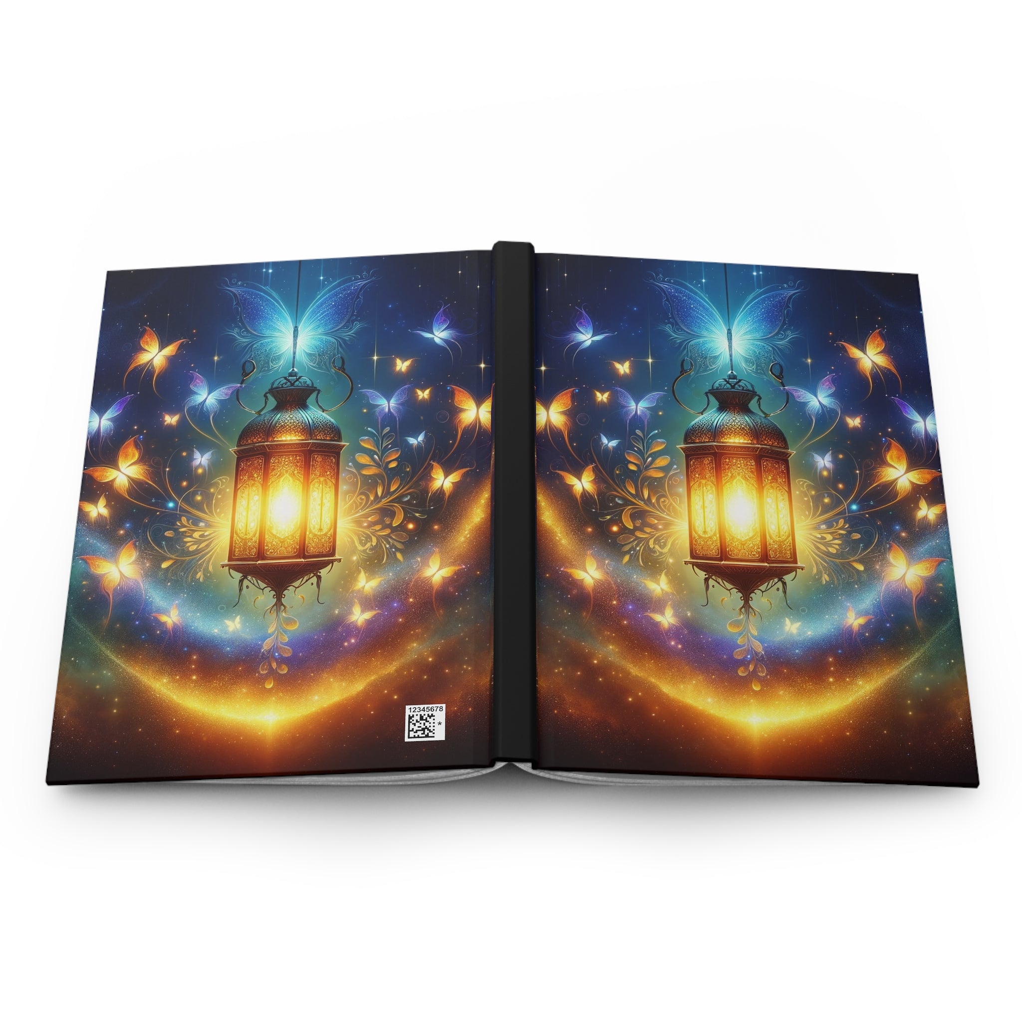 Butterflies flying around a lamp - Hardcover Notebook