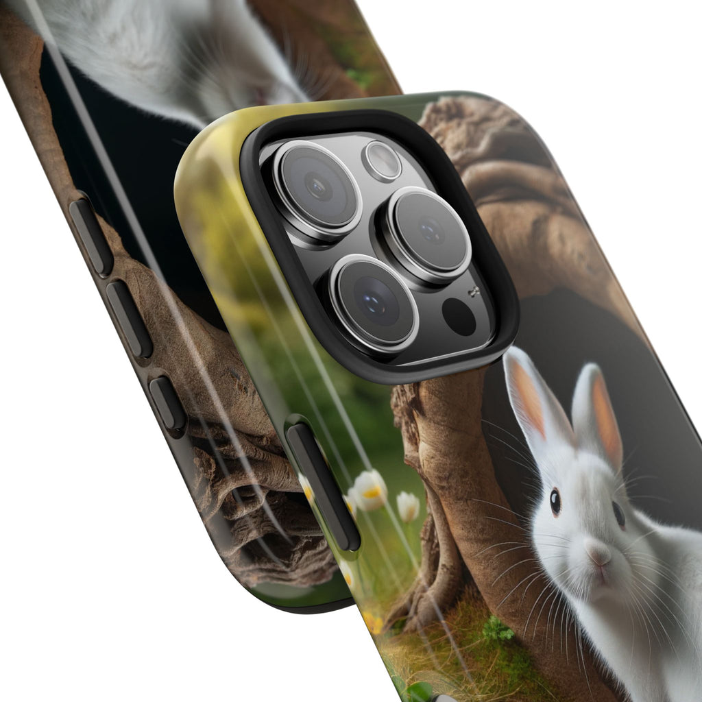 White curious rabbit - Tough Phone Case