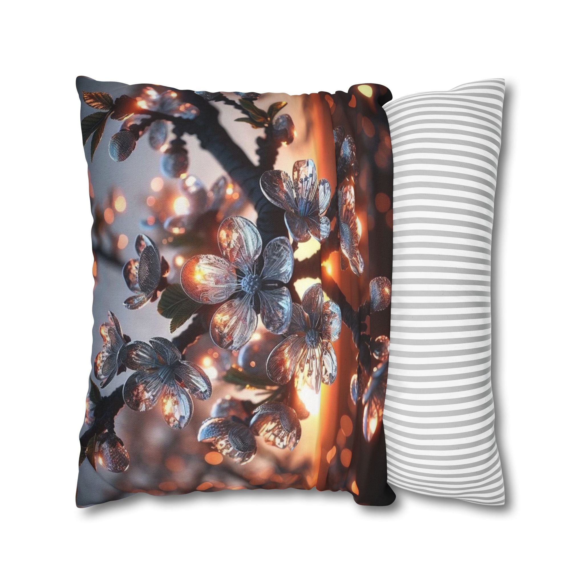 A branch full of white flowers - Polyester Square Pillowcase