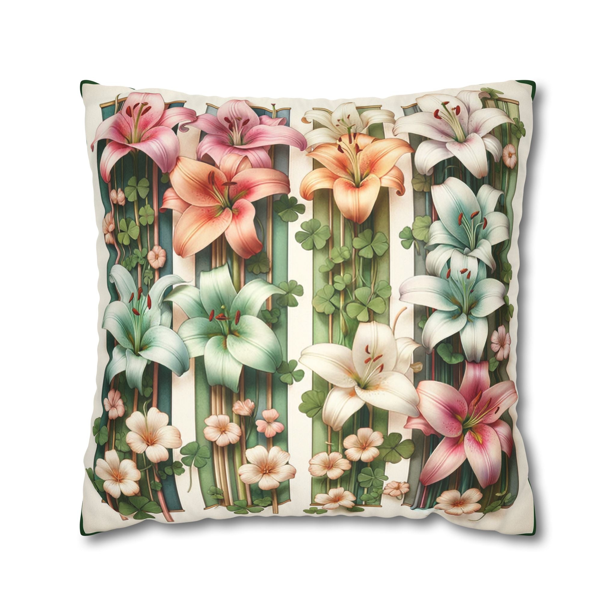 Lilies on a wall - Suede Square Pillowcase