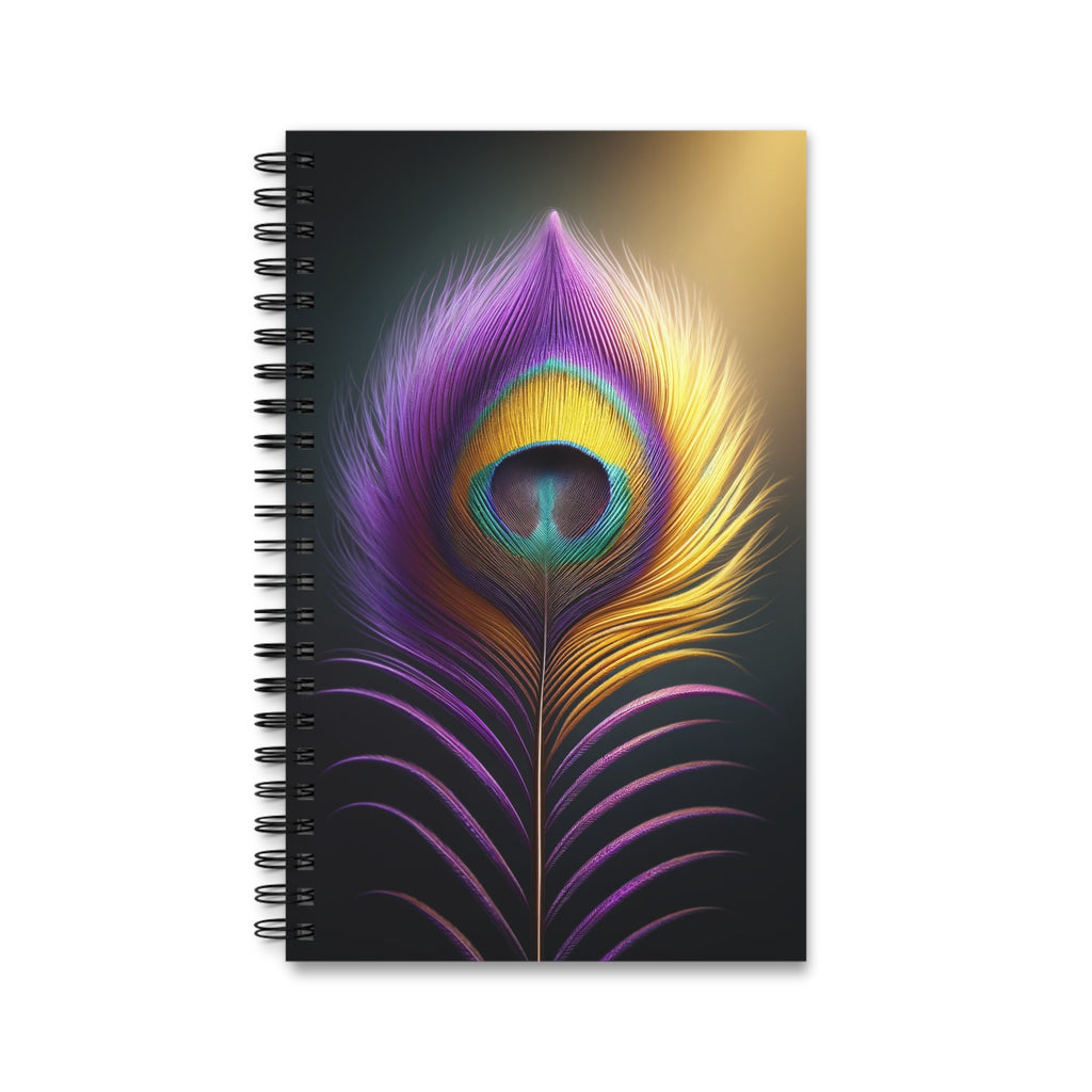 Fantasy Peacock Feather Purple-Yellow (2) - Spiral Journal