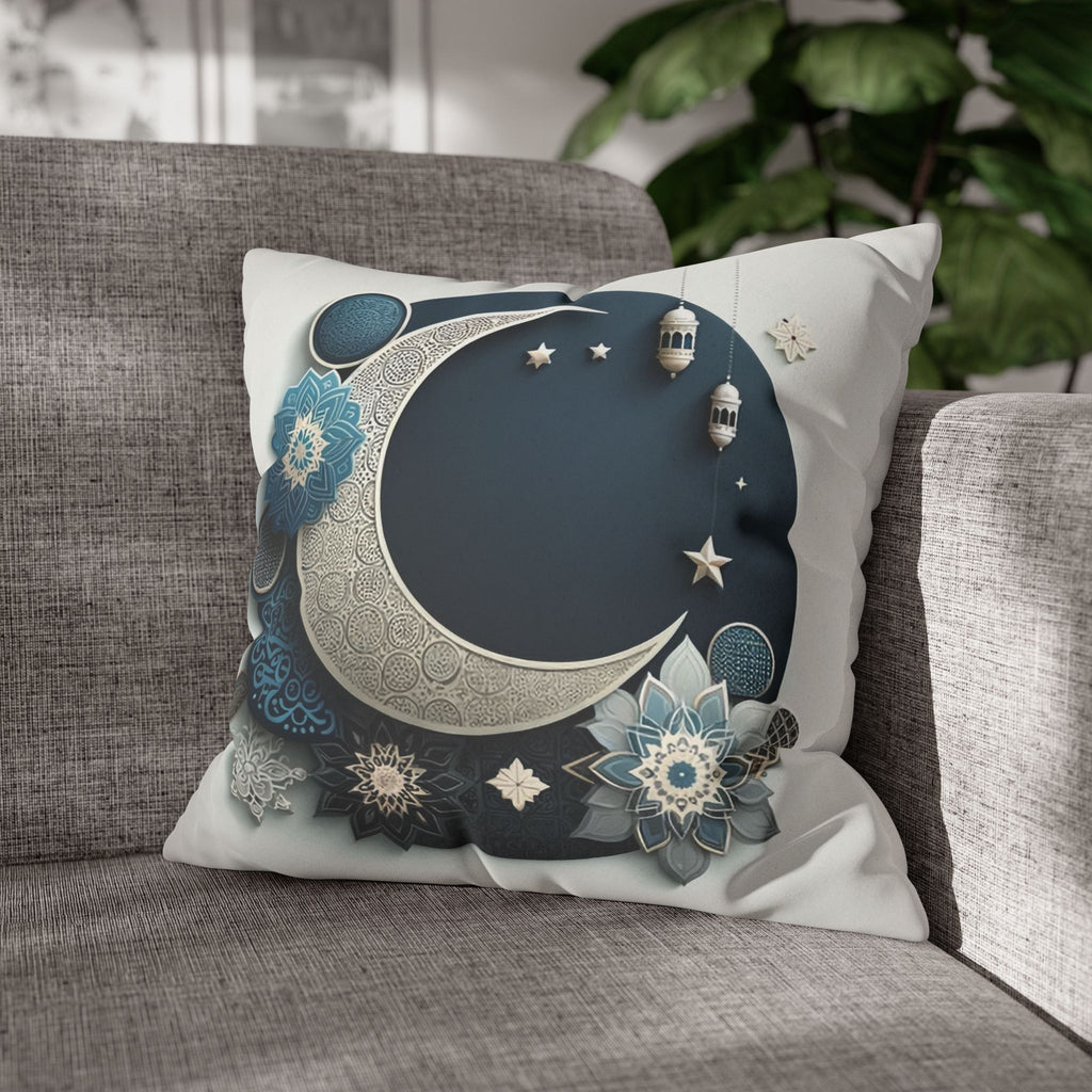 Islamic Art (large silver moon) - Suede Square Pillowcase
