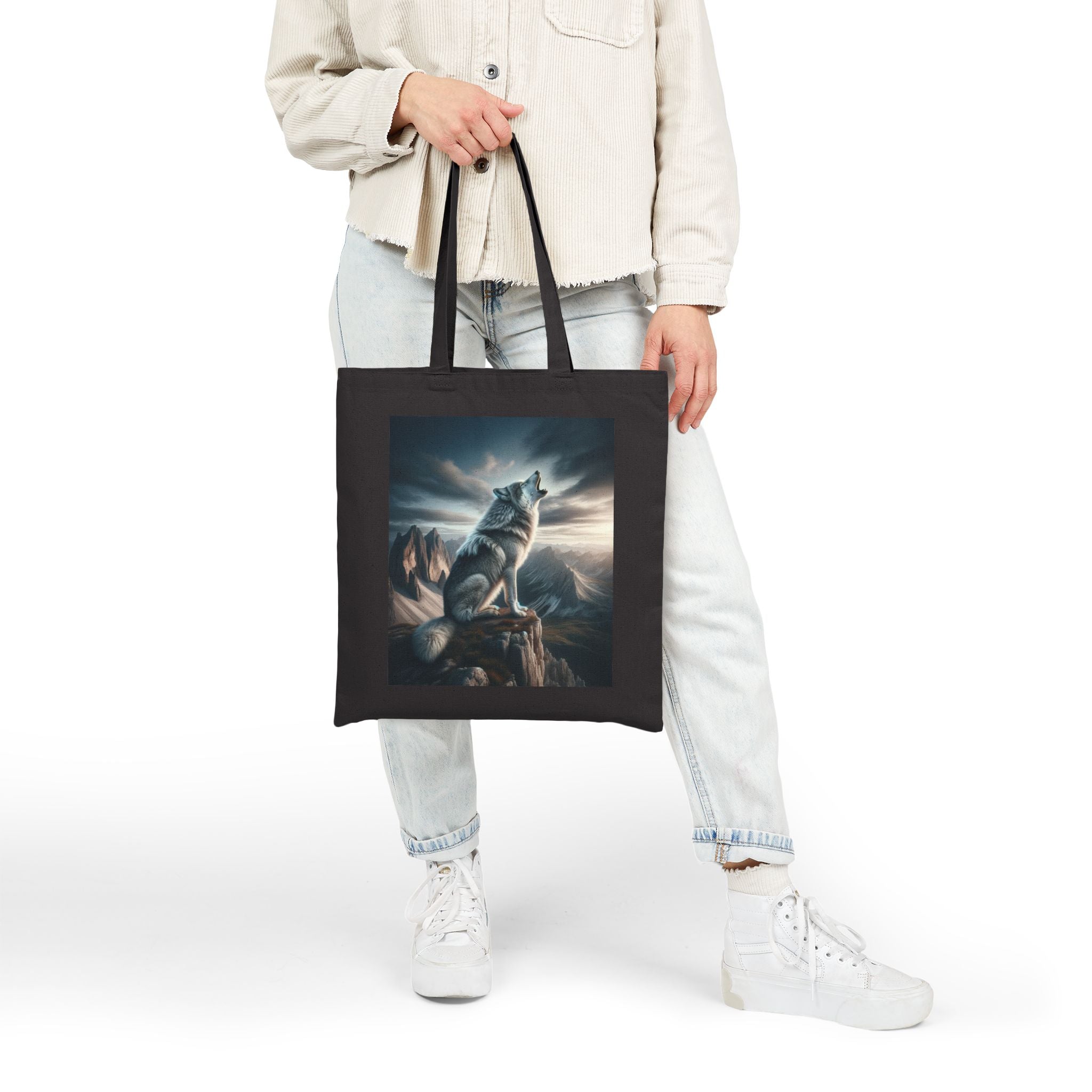 Wolf Howling - Cotton Canvas Tote Bag
