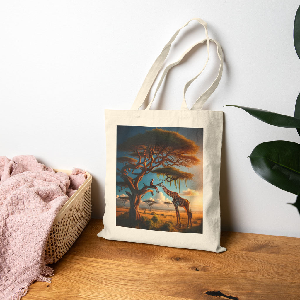 African Sunset Giraffe - Cotton Canvas Tote Bag
