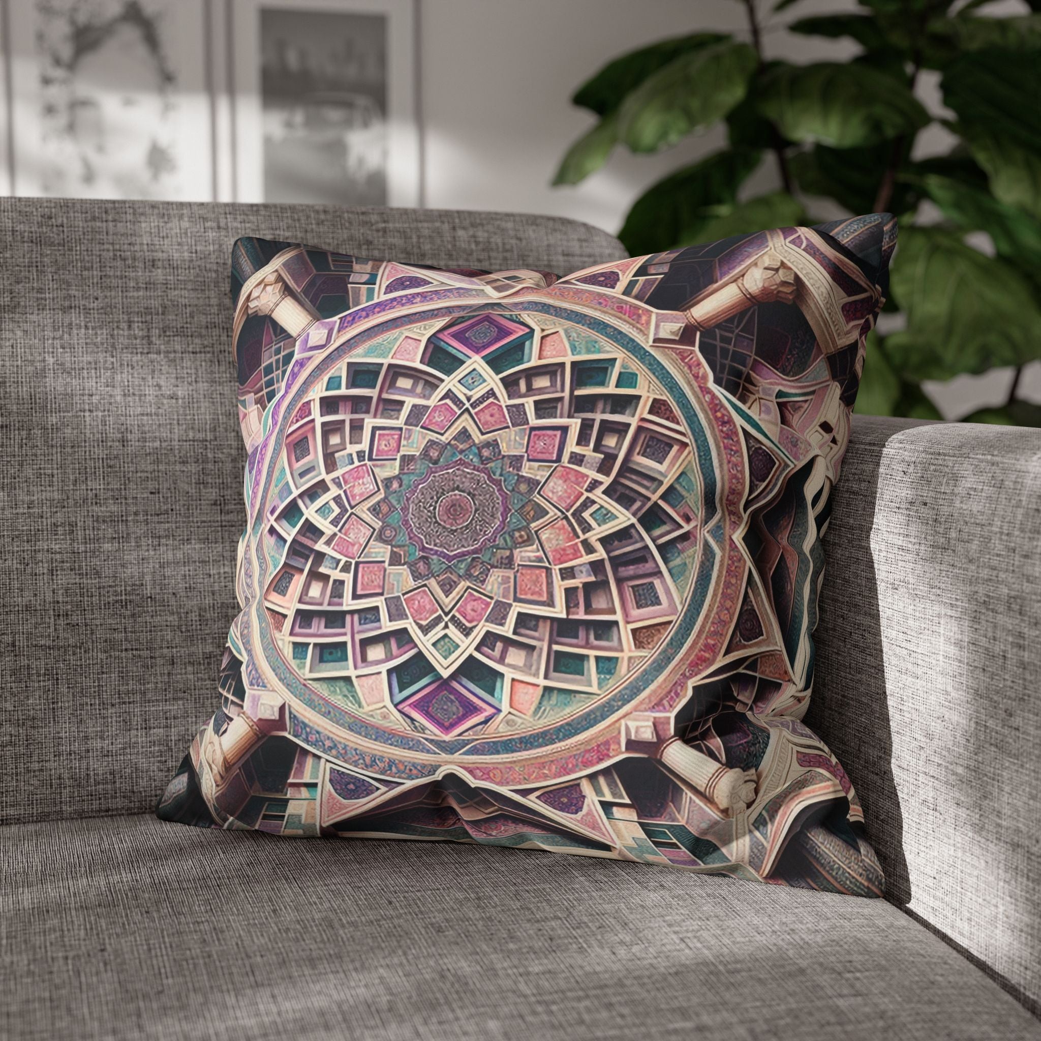 Persian Art (purple-grey) - Suede Square Pillowcase