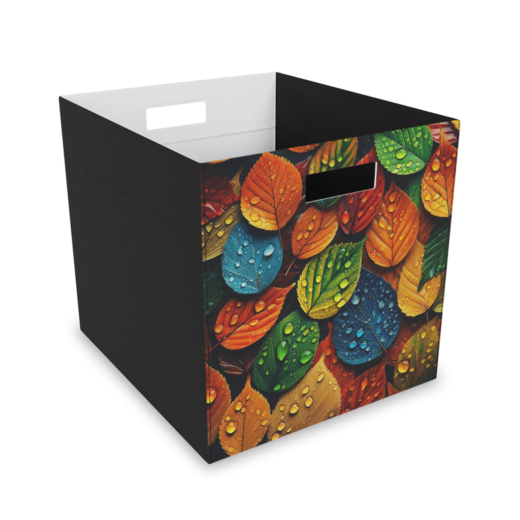 Colourful leaves with raindrops - Storage Box