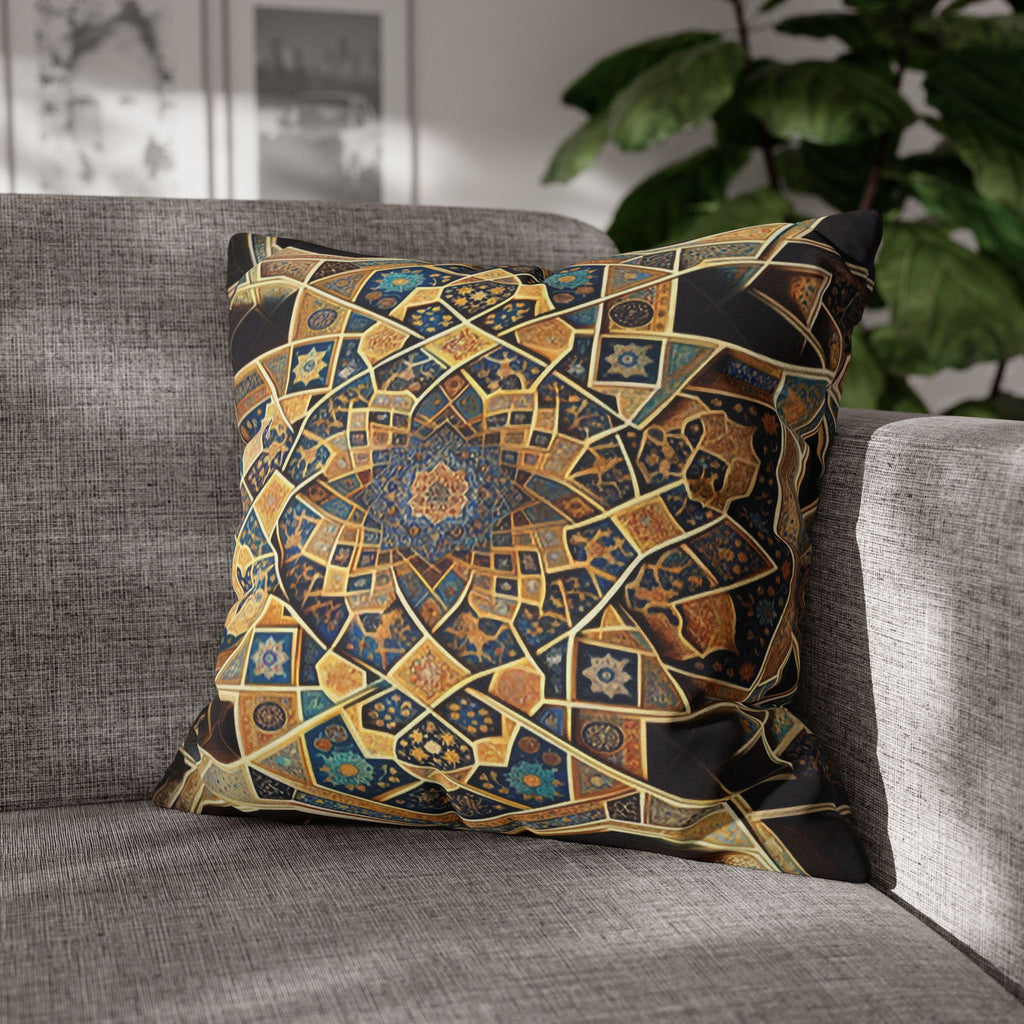 Persian Art, yellow-brown - Polyester Square Pillowcase