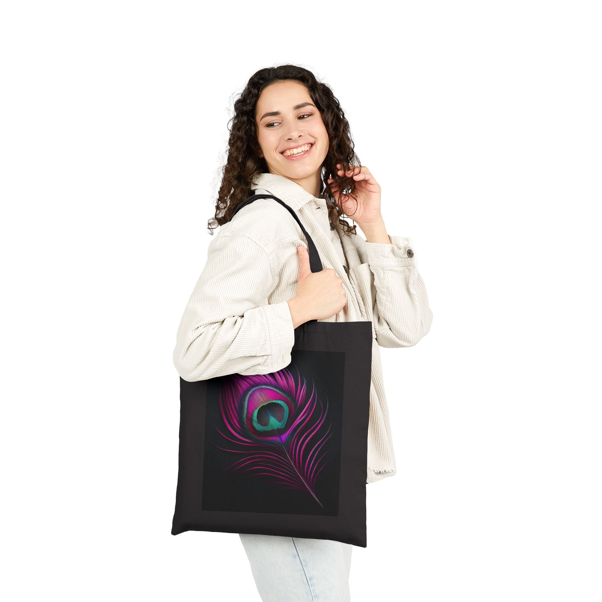 Vibrant Peacock Feather - Cotton Canvas Tote Bag