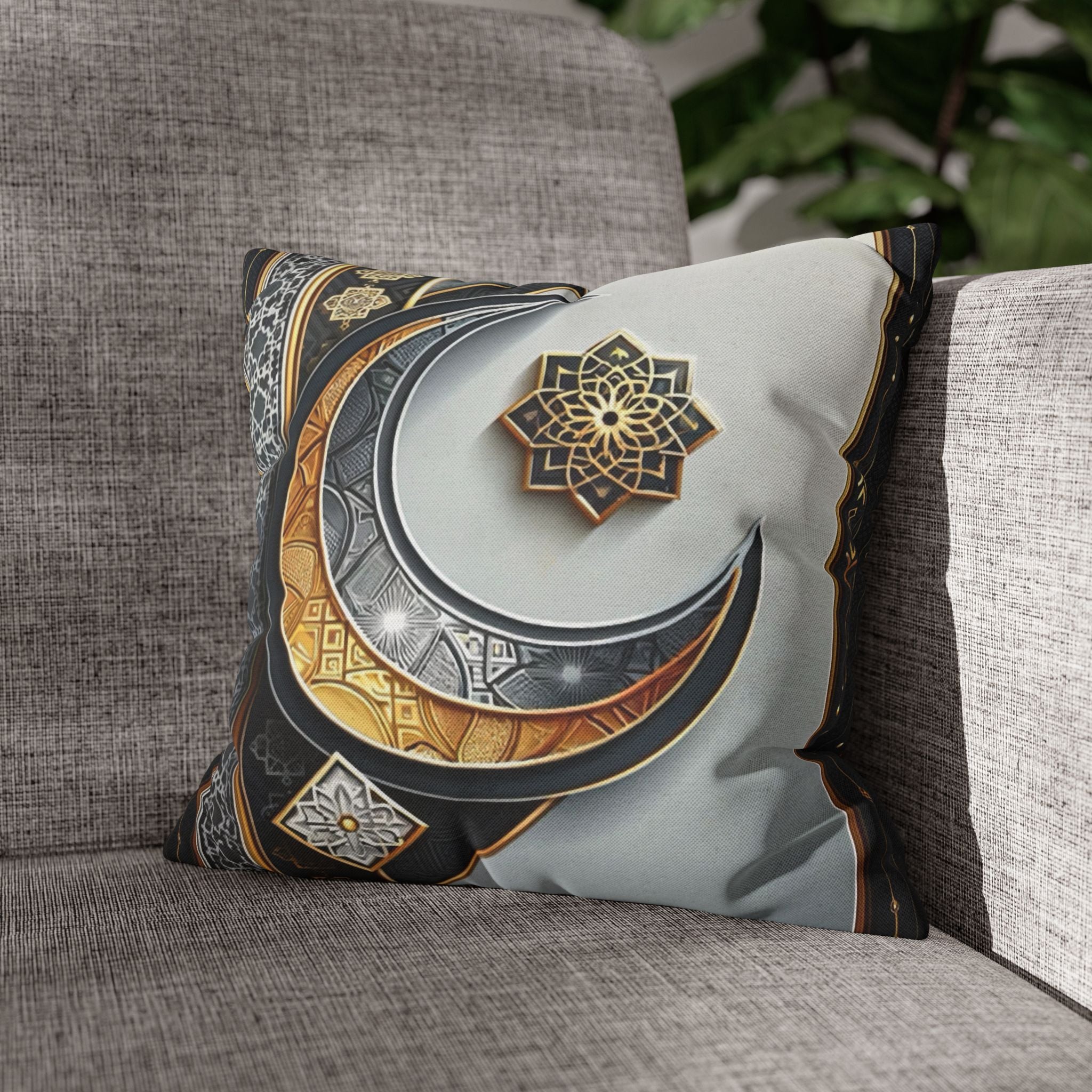 Islamic Art, moon and star  - Polyester Square Pillowcase