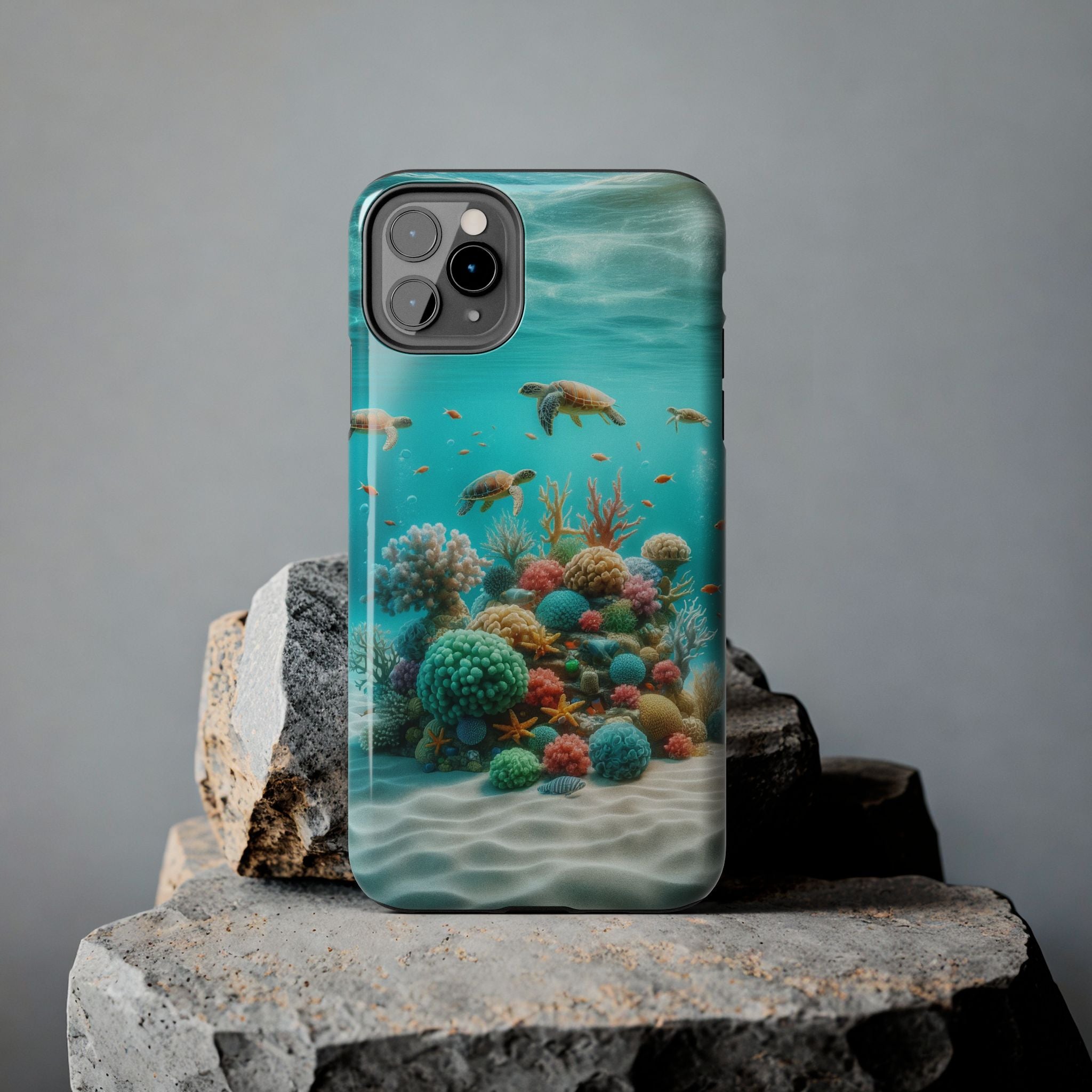 Phone Cases - Turtles on Coral Reef Design