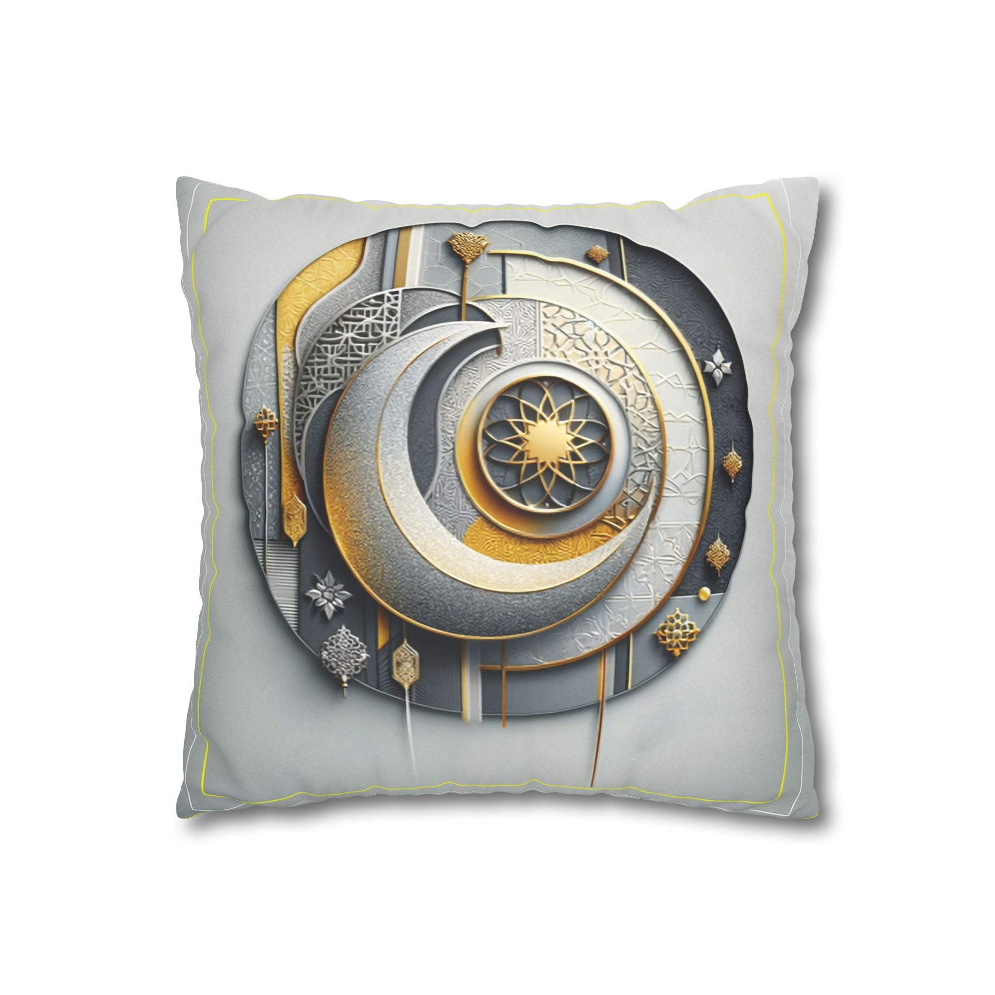 Islamic Art (gold, silver and grey) - Suede Square Pillowcase