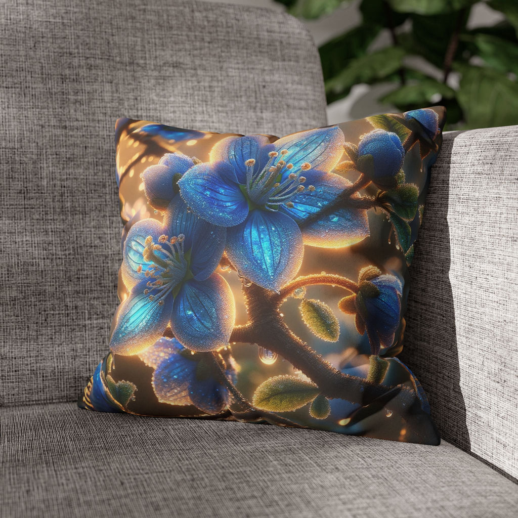 Large blue flowers  - Suede Square Pillowcase
