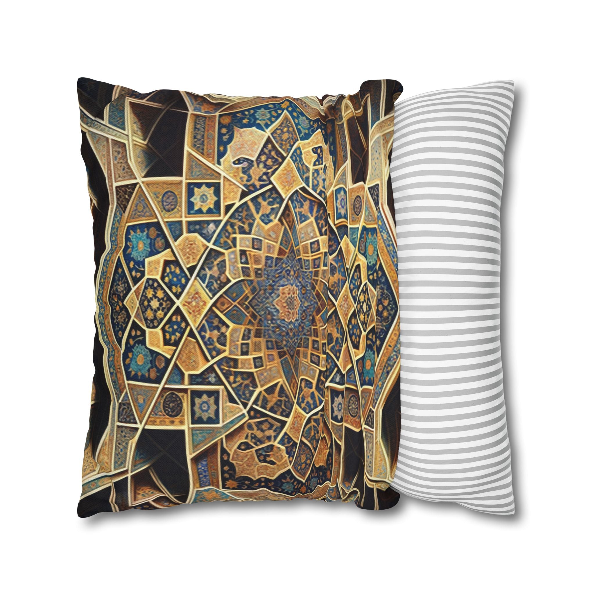 Persian Art, yellow-brown - Polyester Square Pillowcase