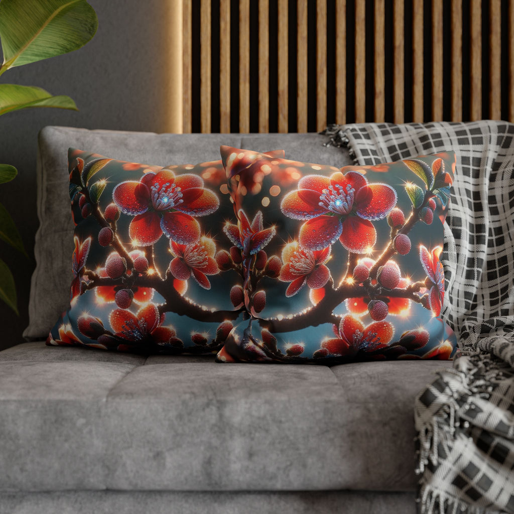 Red diamond flowers (in sun rise) - Suede Square Pillowcase