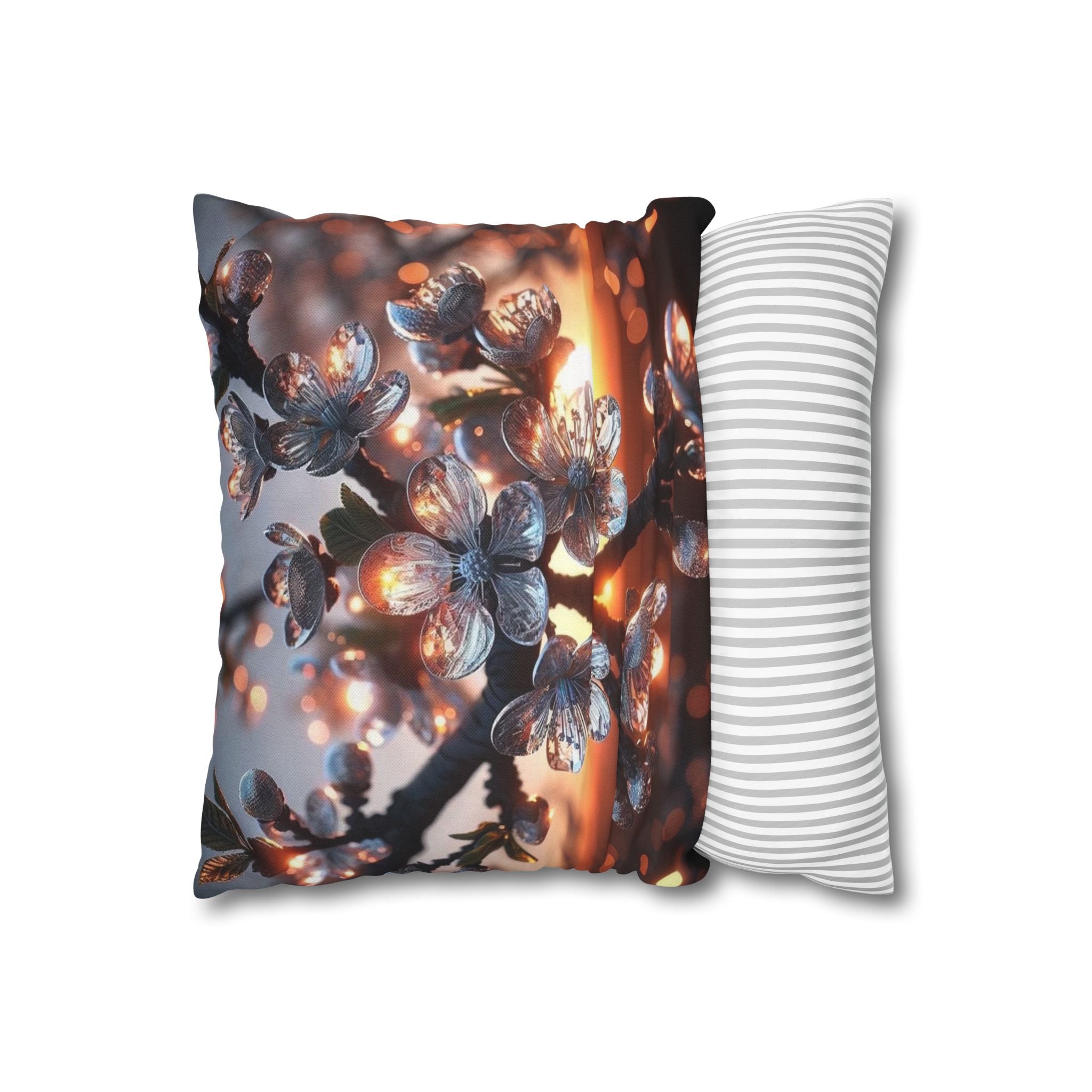 A branch full of white flowers - Polyester Square Pillowcase