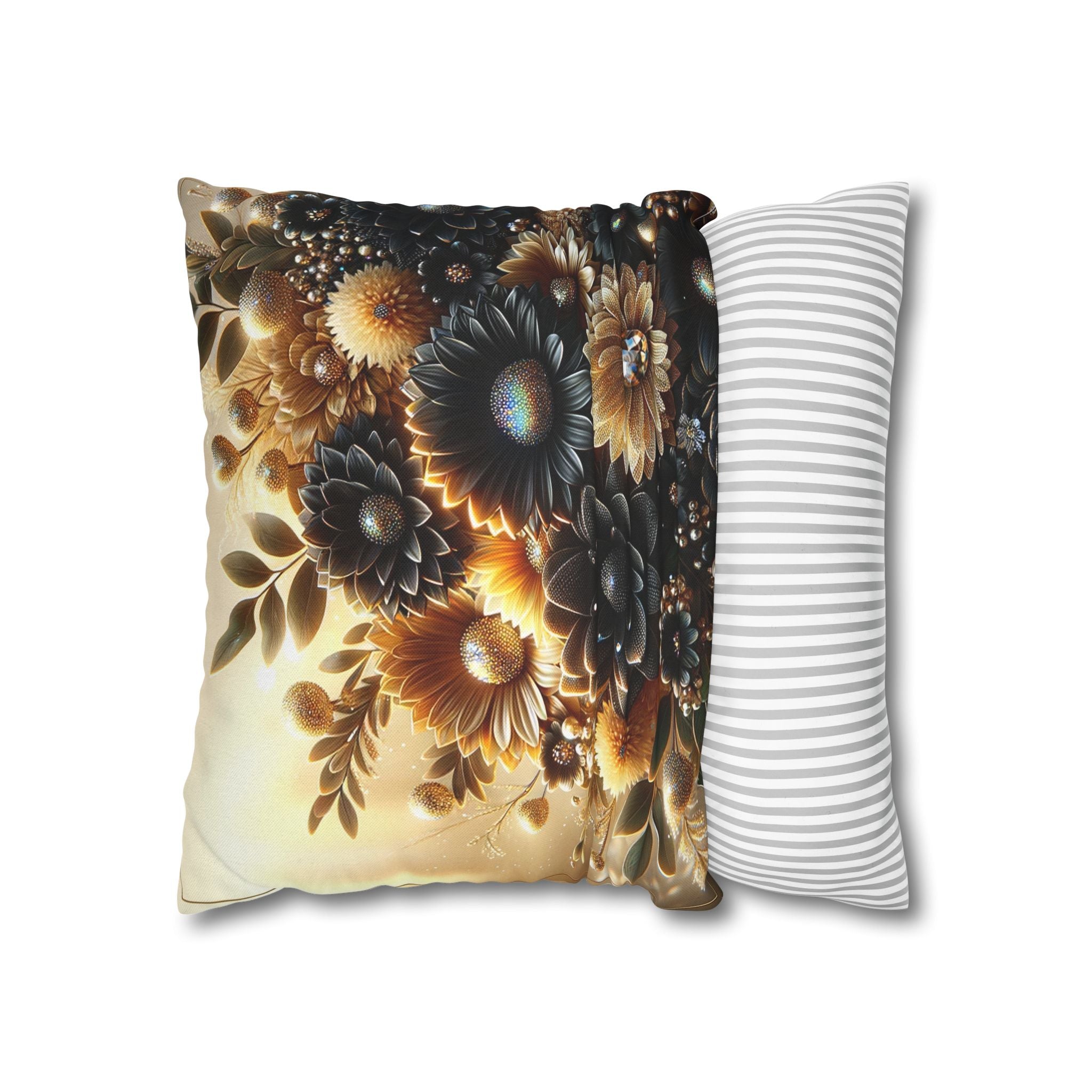 Black-golden Bouquet (2) - Polyester Square Pillowcase
