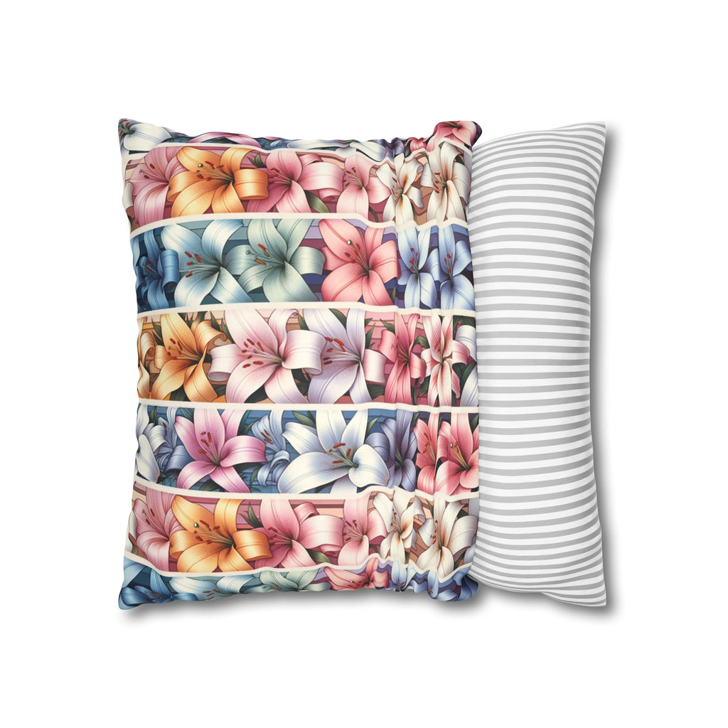 Lilies (in lines)- Suede Square Pillowcase