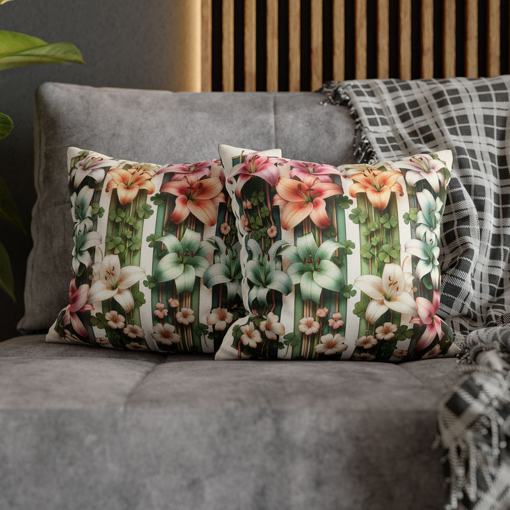 Lilies with little leaves - Polyester Square Pillowcase