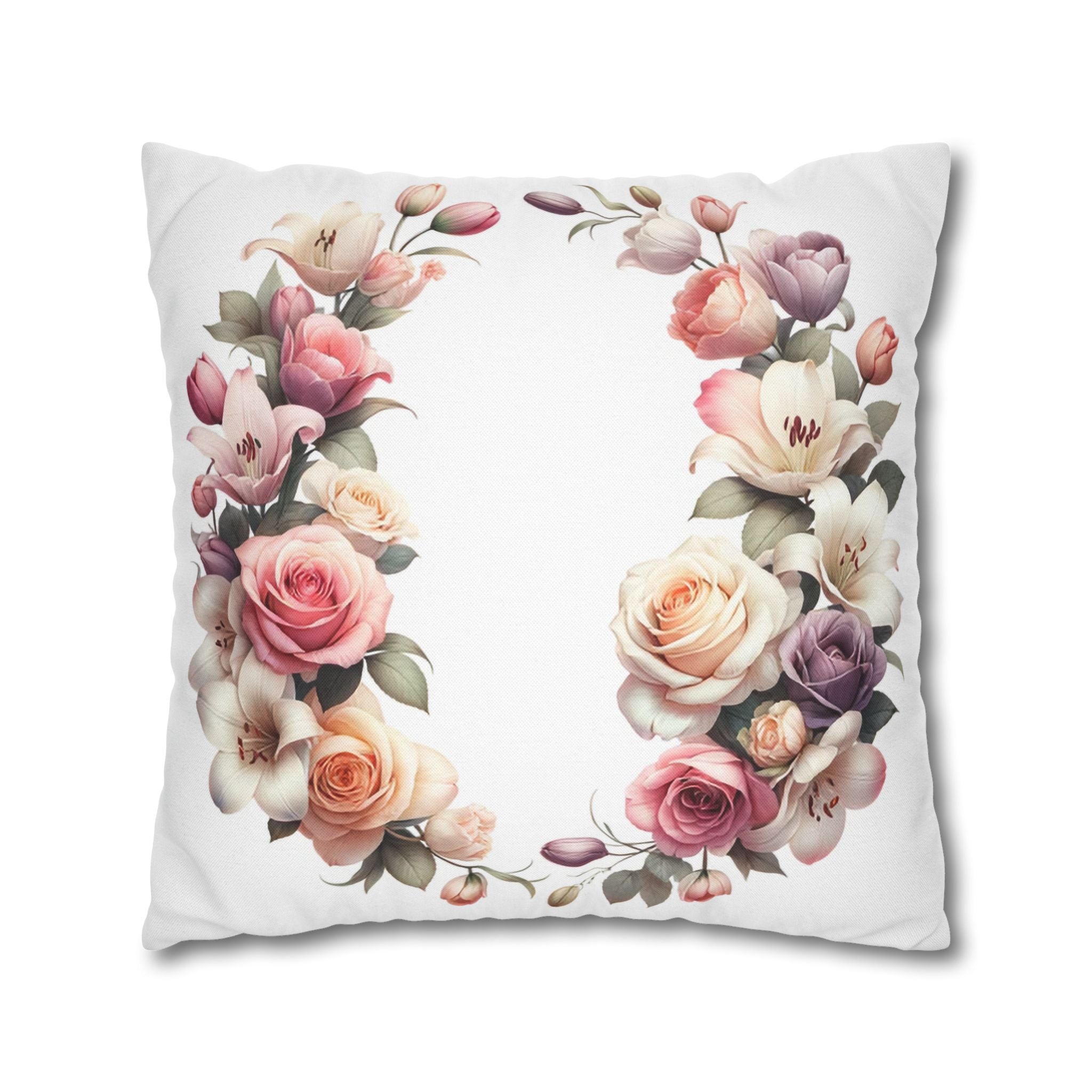 Roses on white background - Polyester Square Pillowcase