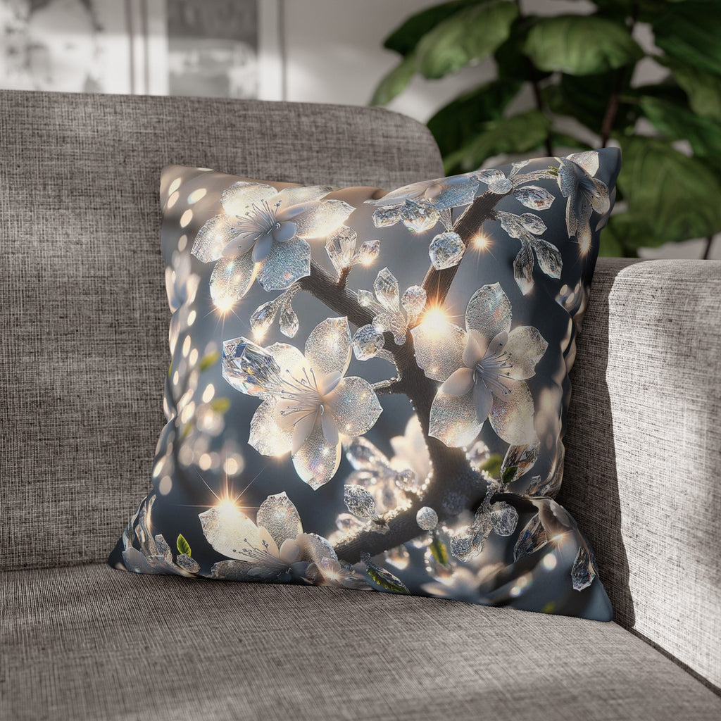 White, diamond flowers (5) - Suede Square Pillowcase