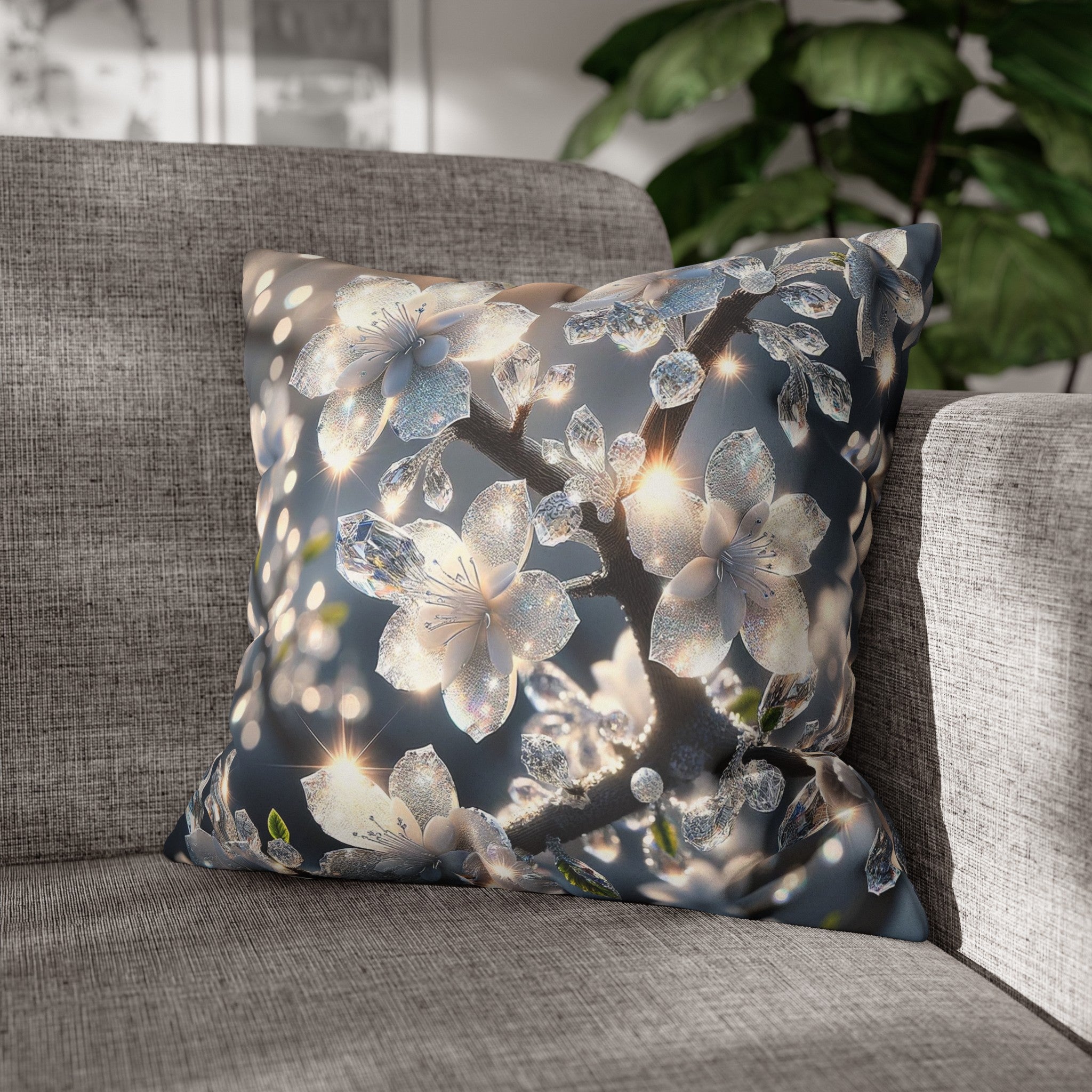 White, diamond flowers (5) - Suede Square Pillowcase