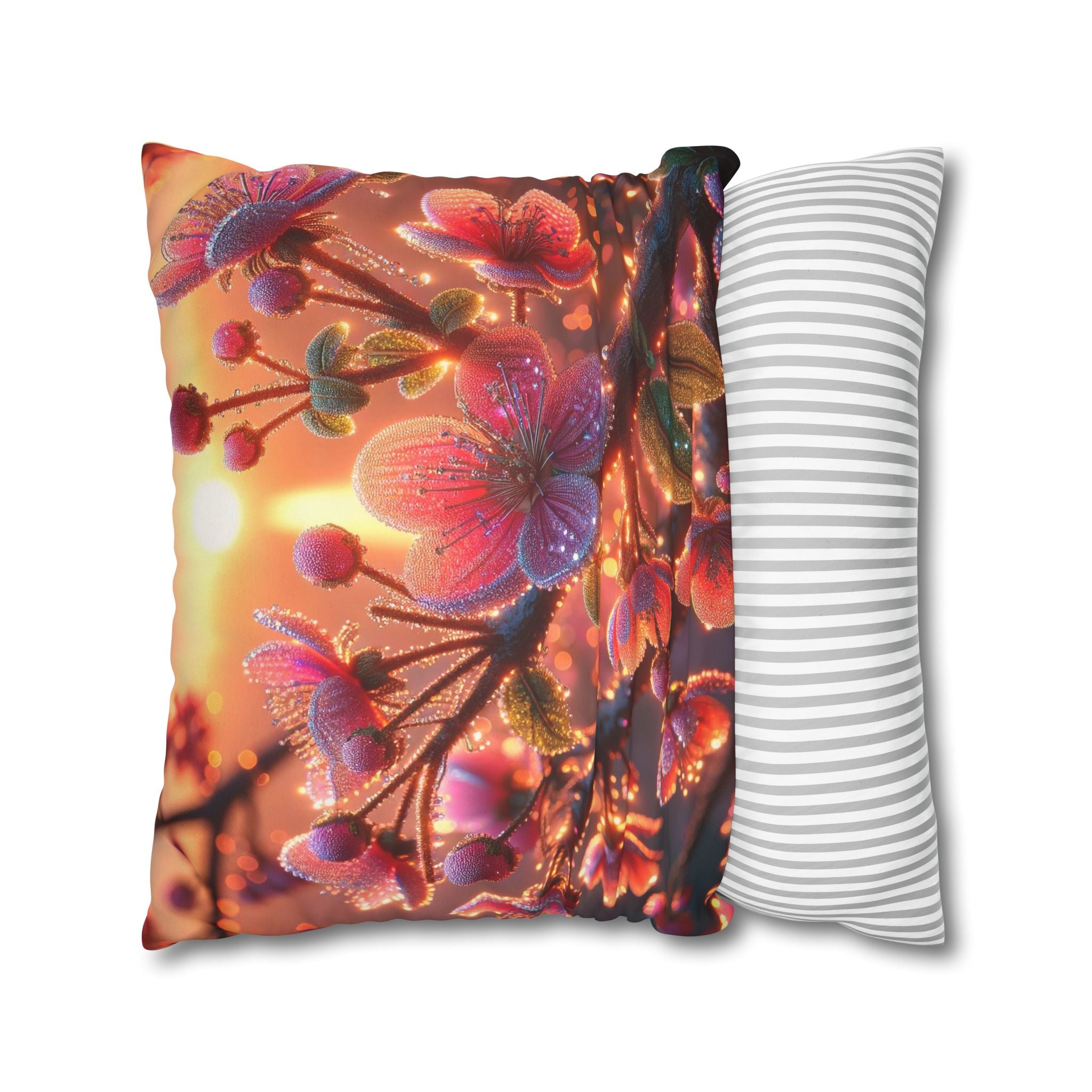 Pink diamond flowers - Suede Square Pillowcase