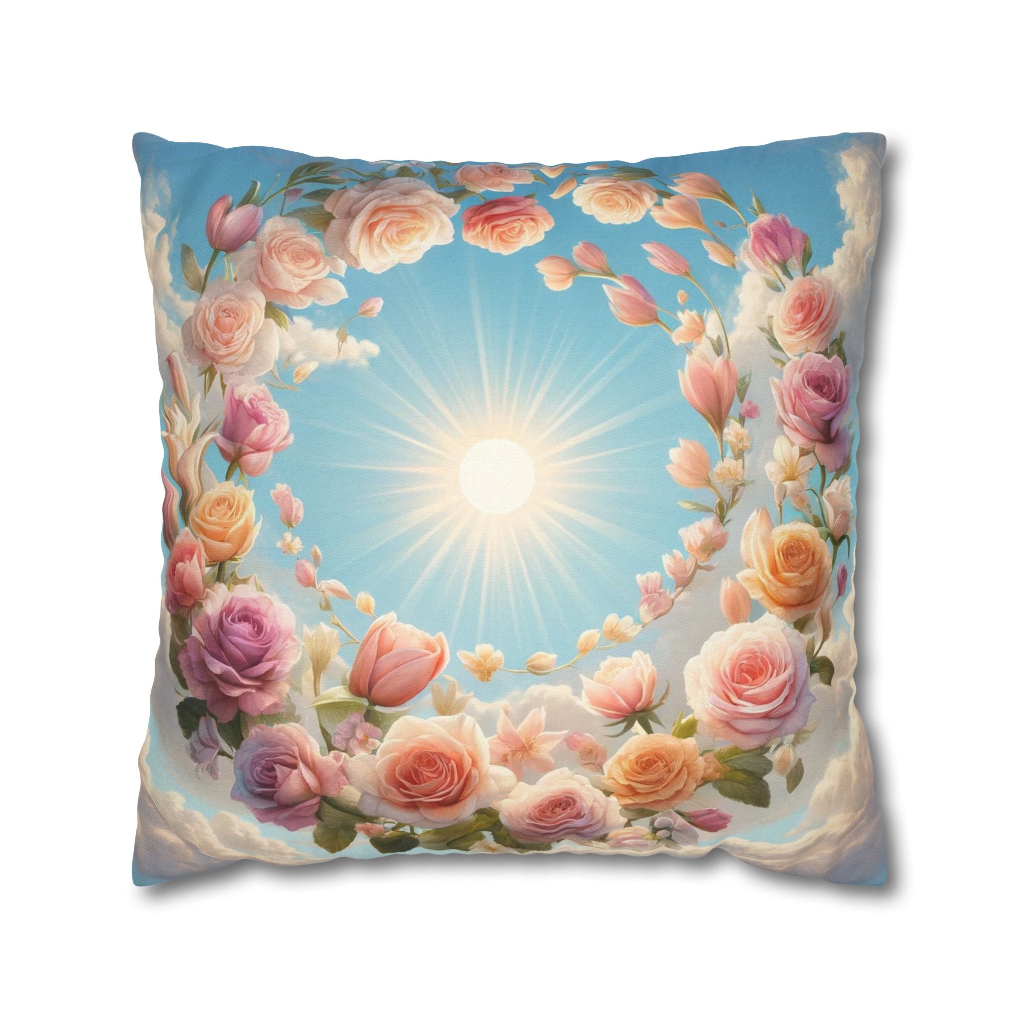 Roses in a circle - Polyester Square Pillowcase