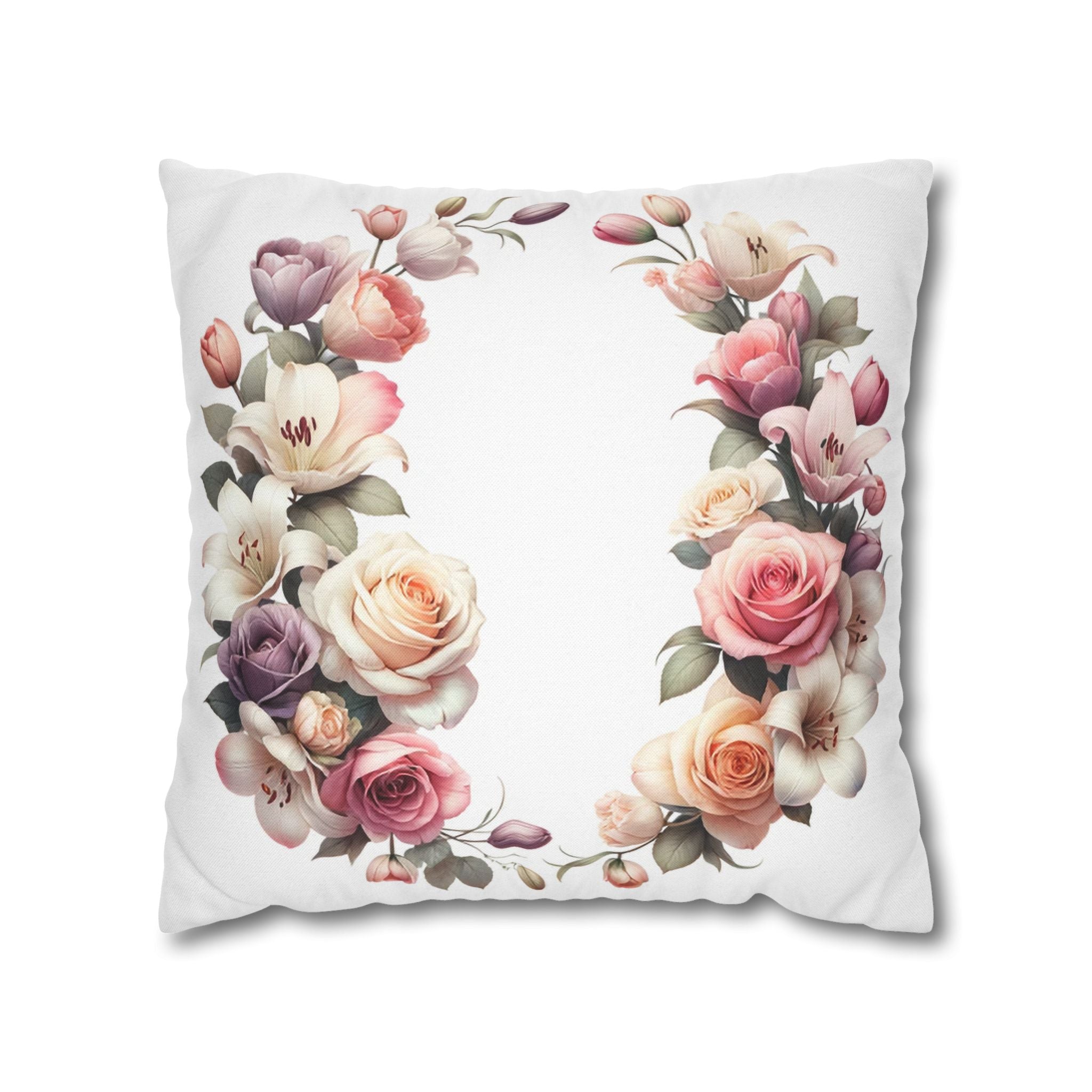 Roses on white background - Polyester Square Pillowcase