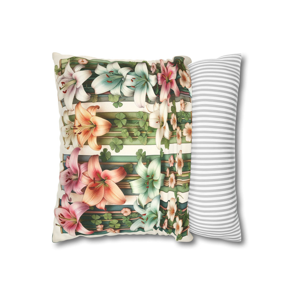 Lilies on a wall - Suede Square Pillowcase