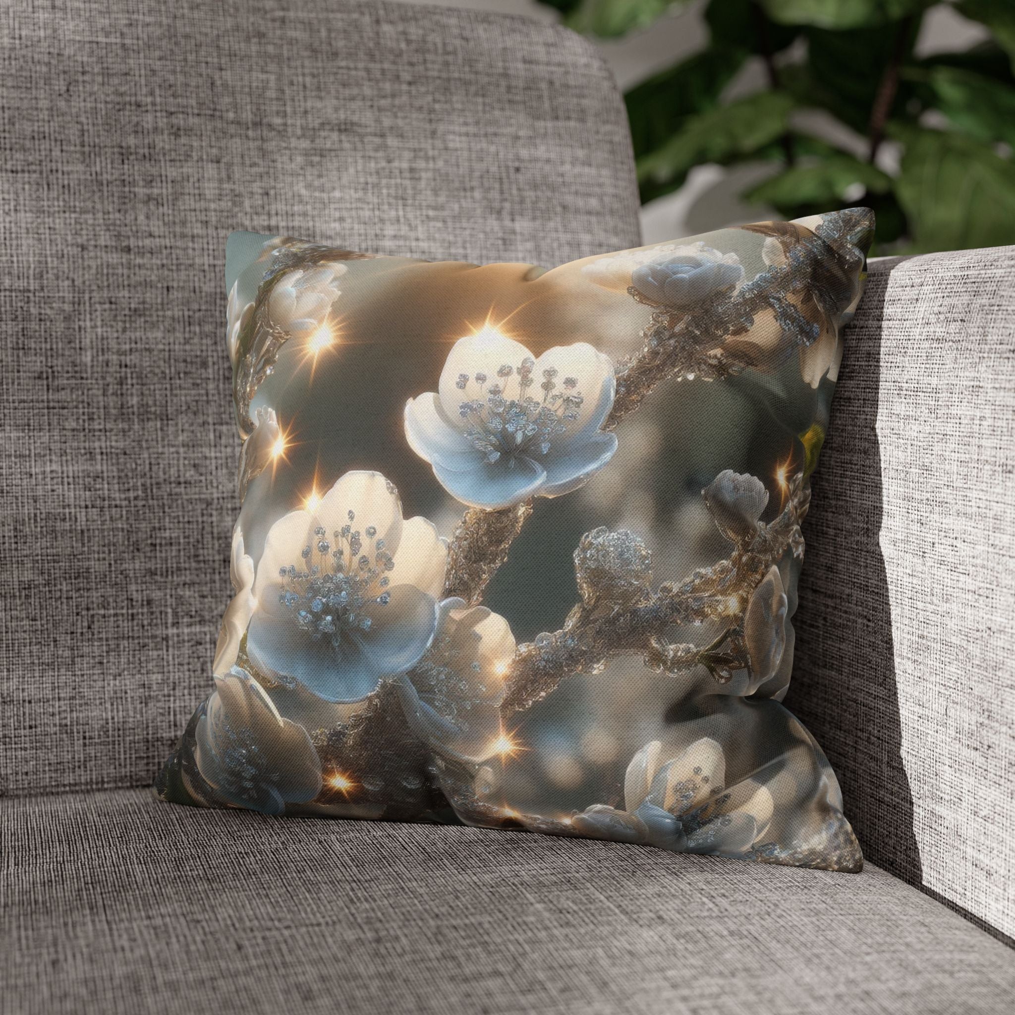 Small white flowers - Polyester Square Pillowcase