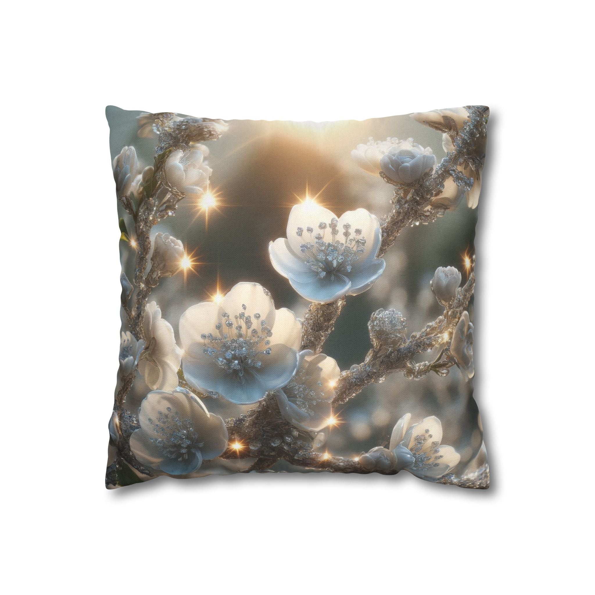 Small white flowers - Polyester Square Pillowcase