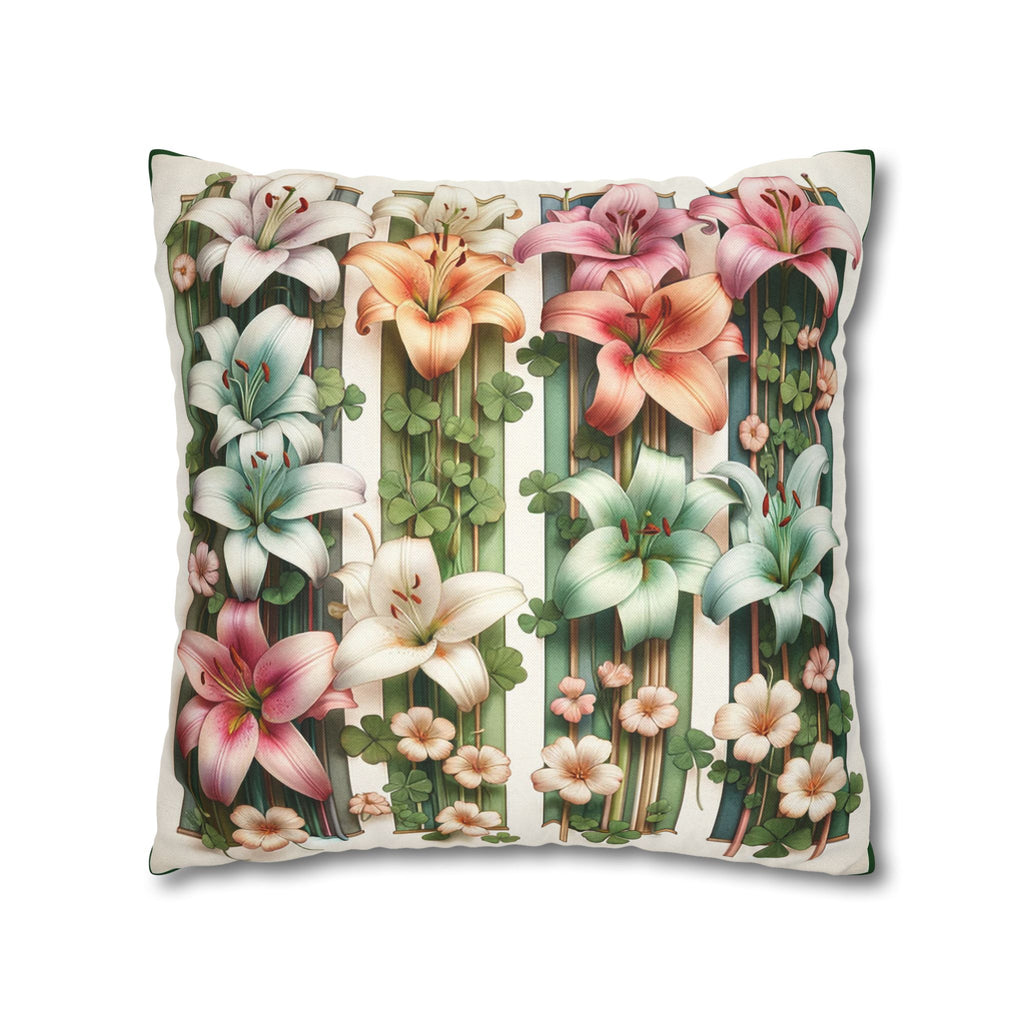 Lilies with little leaves - Polyester Square Pillowcase