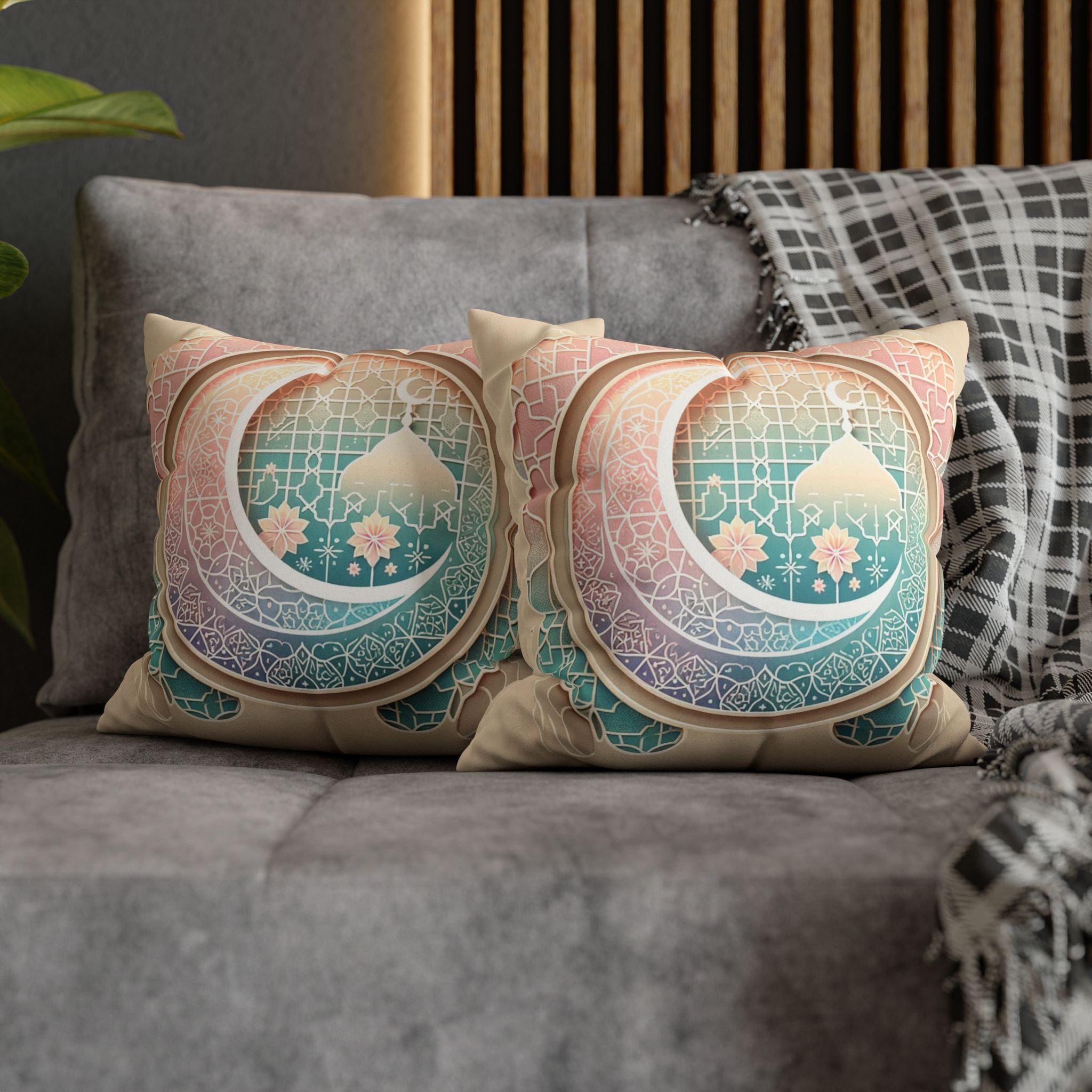 Islamic Art (pastel pink and green) - Suede Square Pillowcase