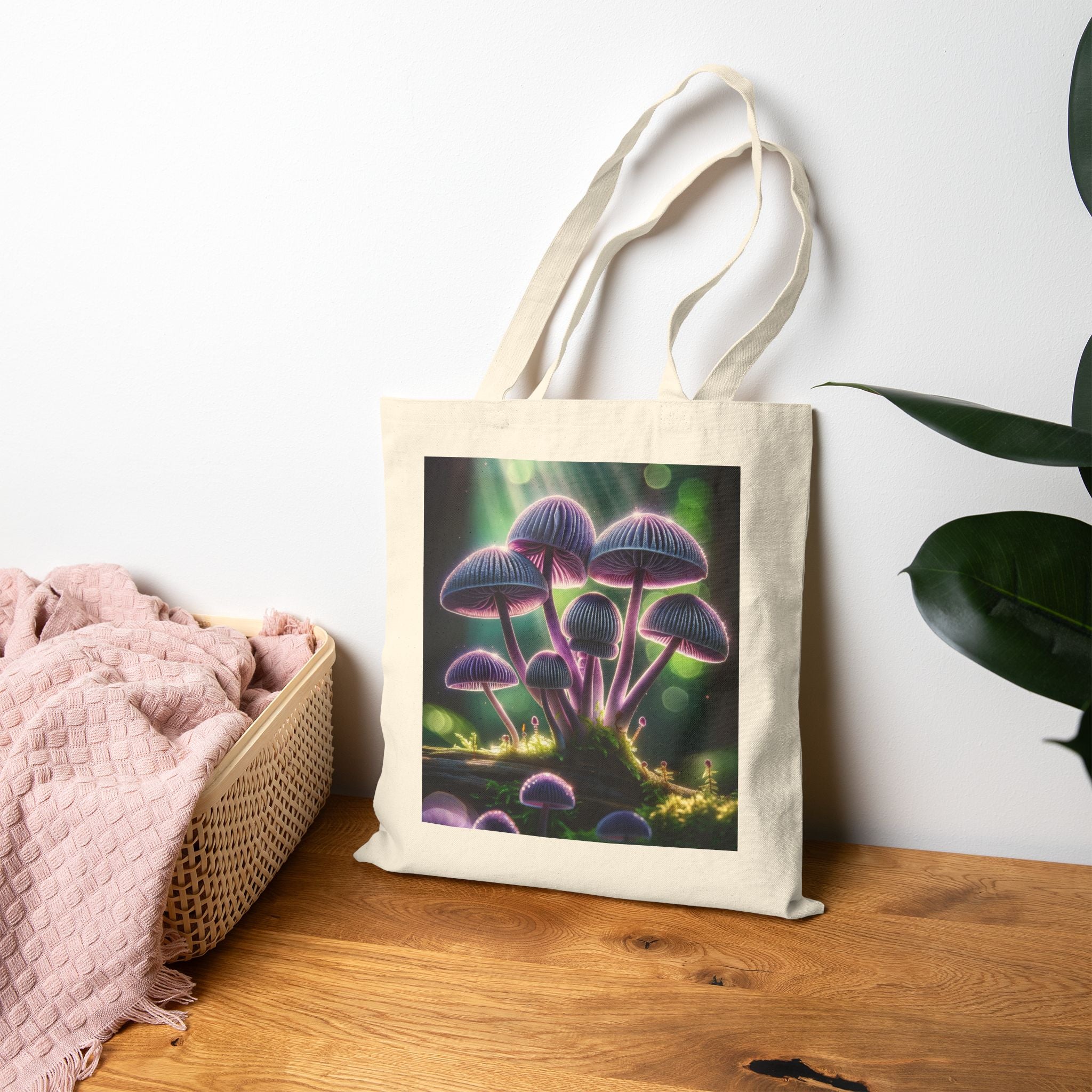 Lavender Mushrooms - Cotton Canvas Tote Bag