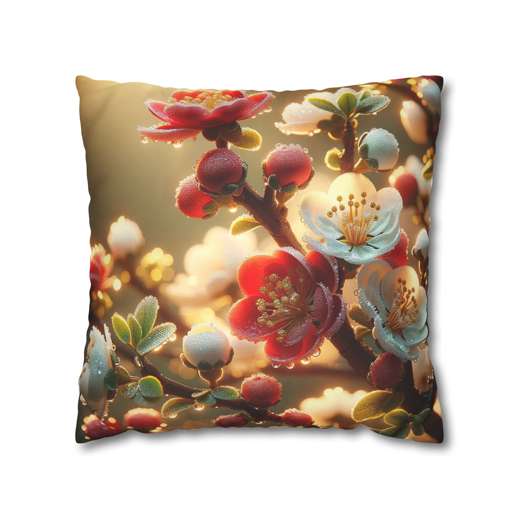 Red and white flowers - Suede Square Pillowcase