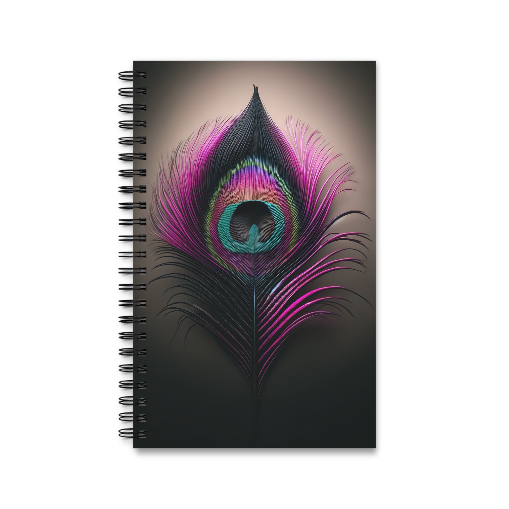 Fantasy Peacock Feather black-fuchsia (2) - Spiral Journal